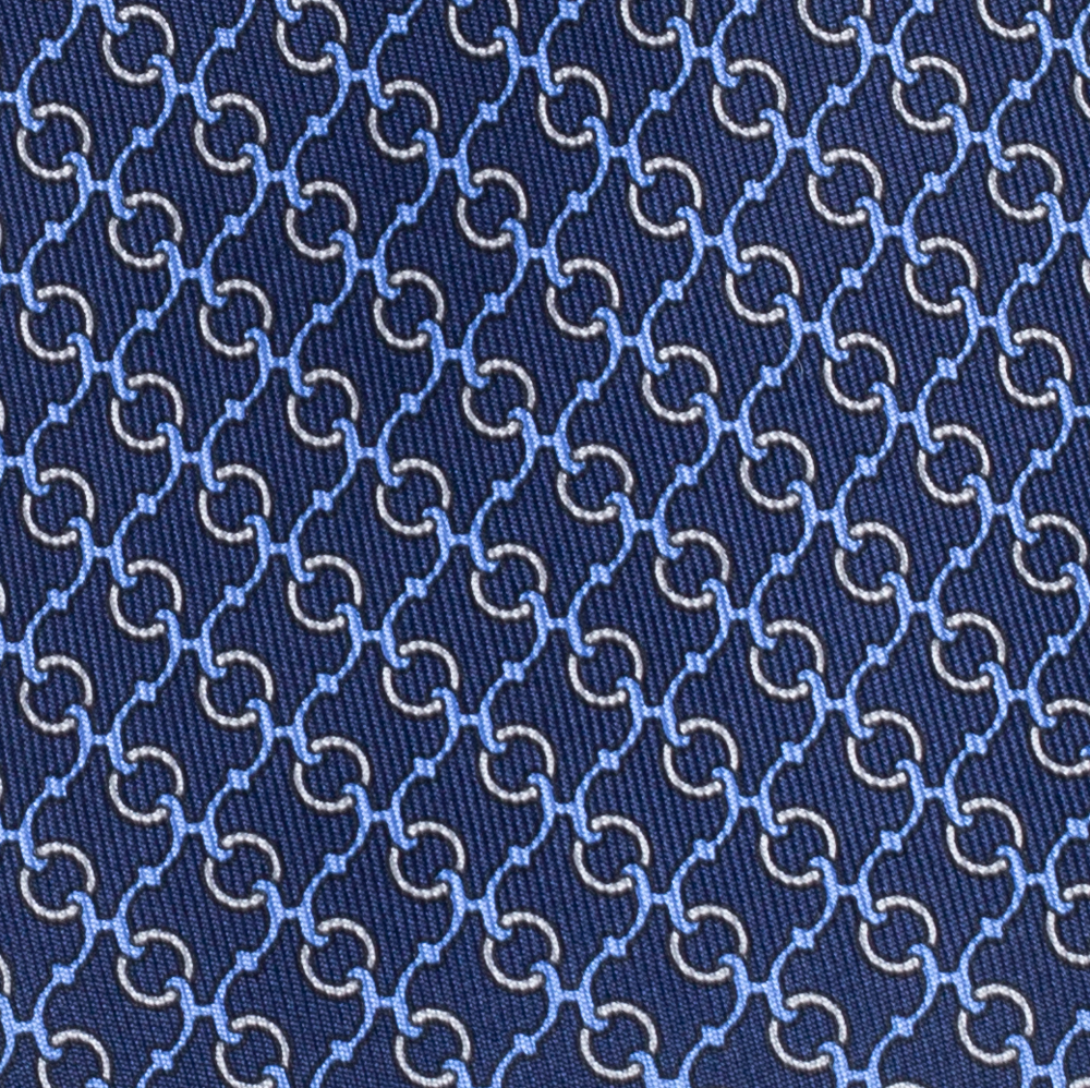 

Hermès Navy Blue Equestrian Print Silk Tie