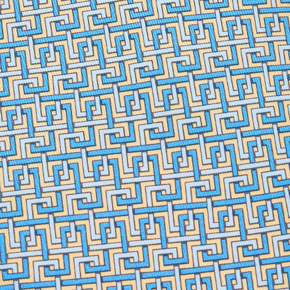 

Hermes Blue & yellow Geometric Patterned Silk Traditional Tie