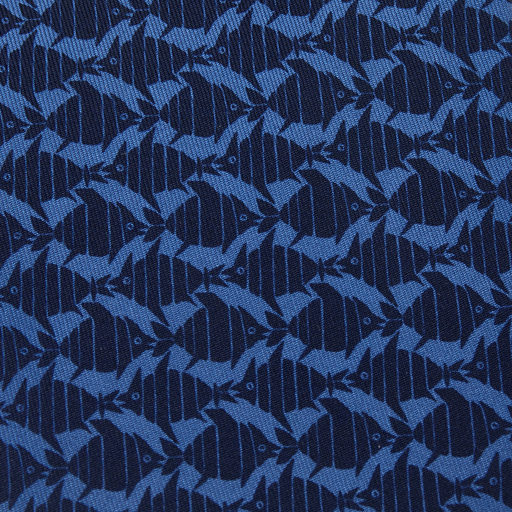 

Hermes Navy Blue Fish Printed Silk Tie