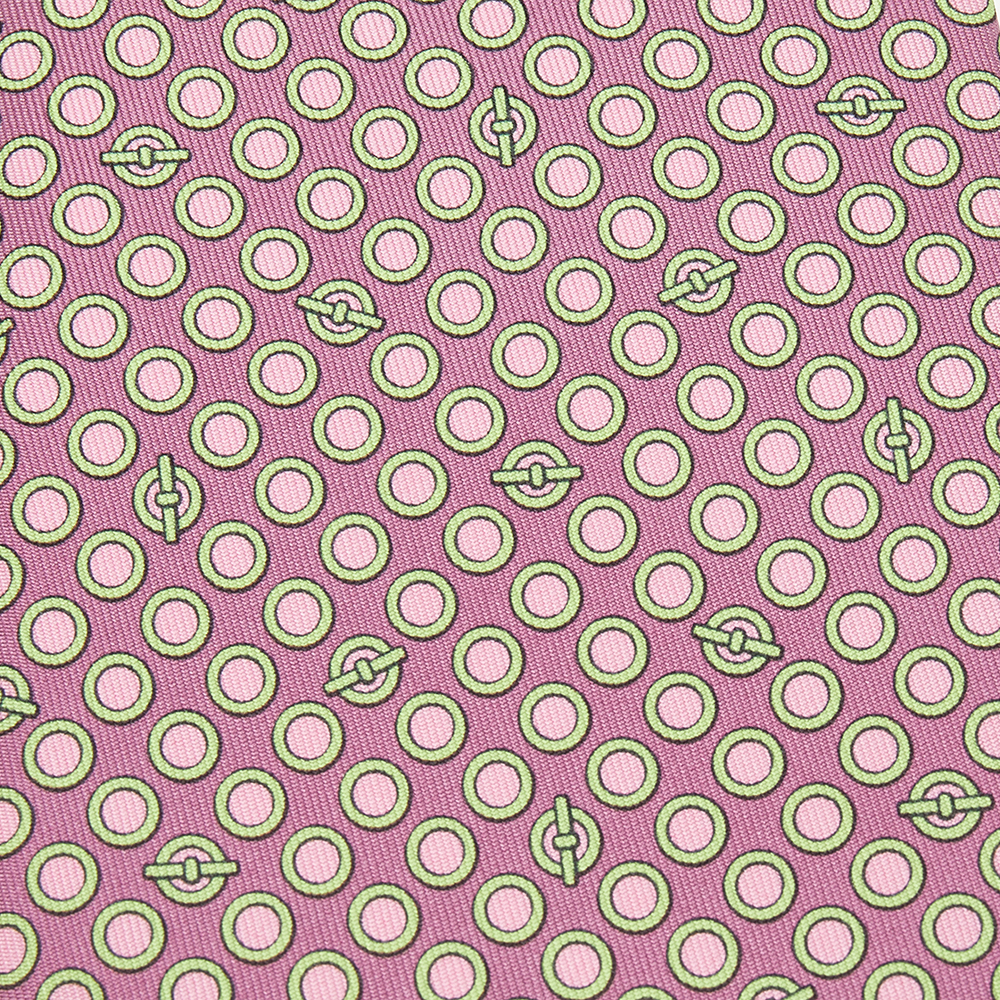 

Hermes Pink Geometric Circles Patterned Silk Tie