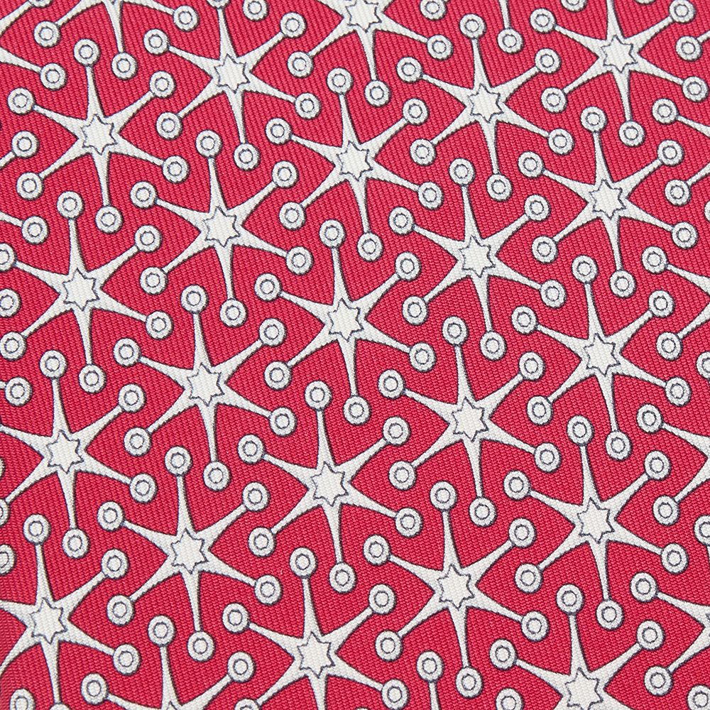 

Hermes Red Starburst Printed Silk Tie