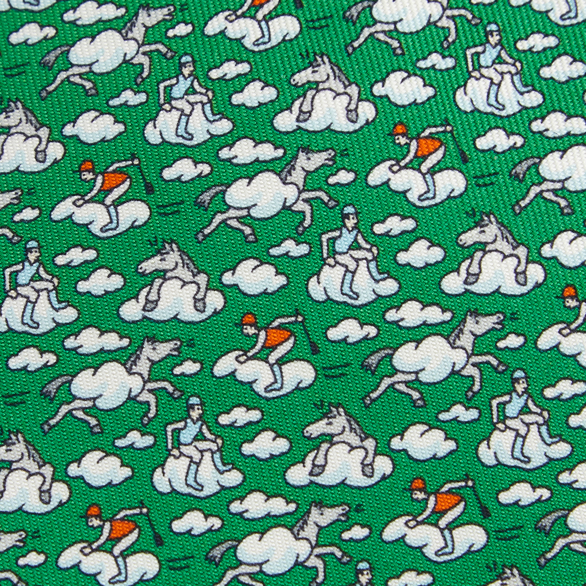 

Hermès Green Dans Les Nuages Twillibi Silk Tie