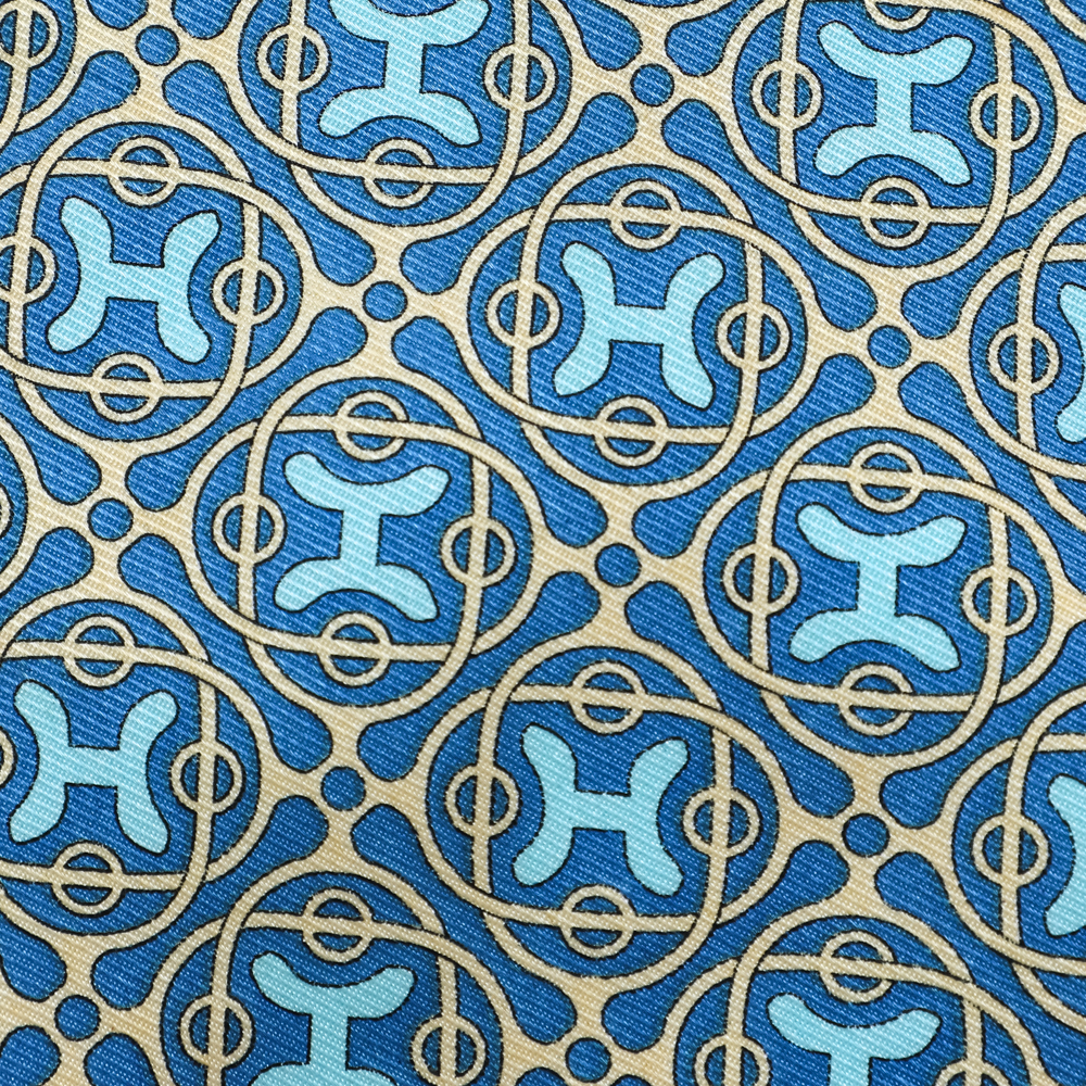 

Hermes Blue H Logo Print Silk Tie