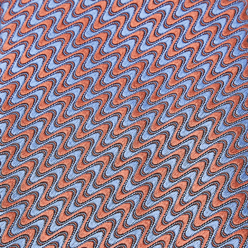 

Hermes Grey & Brown Wave Patterned Silk Jacquard Tie