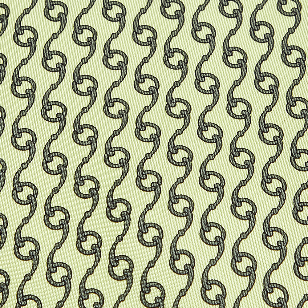 

Hermes Lime Green Chainlink Printed Silk Tie