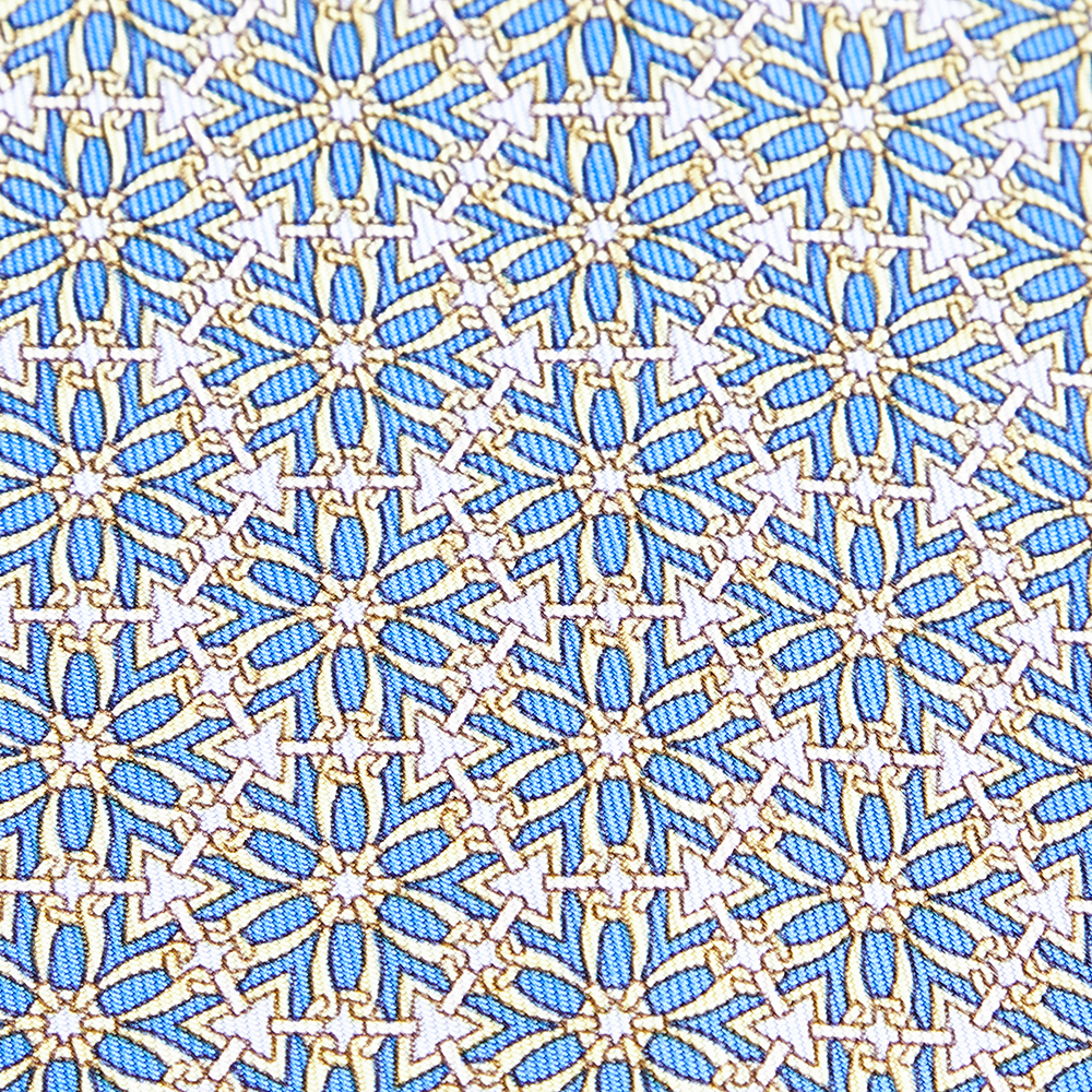 

Hermes Blue Floral Printed Silk Tie