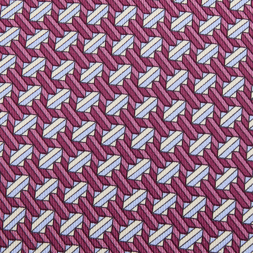 

Hermes Onion Pink Geometric Printed Silk Tie
