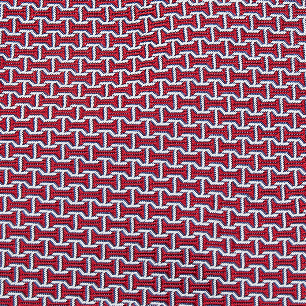 

Hermès Red Geometric Patterned Jacquard Silk Tie