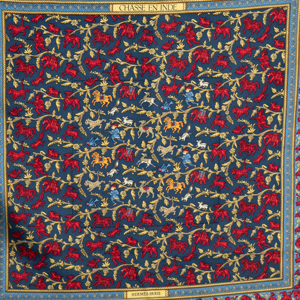 

Hermes Multicolor Chasse En Inde Printed Silk Pocket Square
