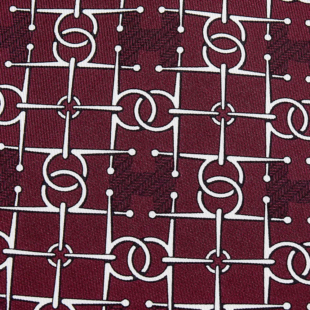 

Hermes Burgundy Interlocking H Printed Silk Tie