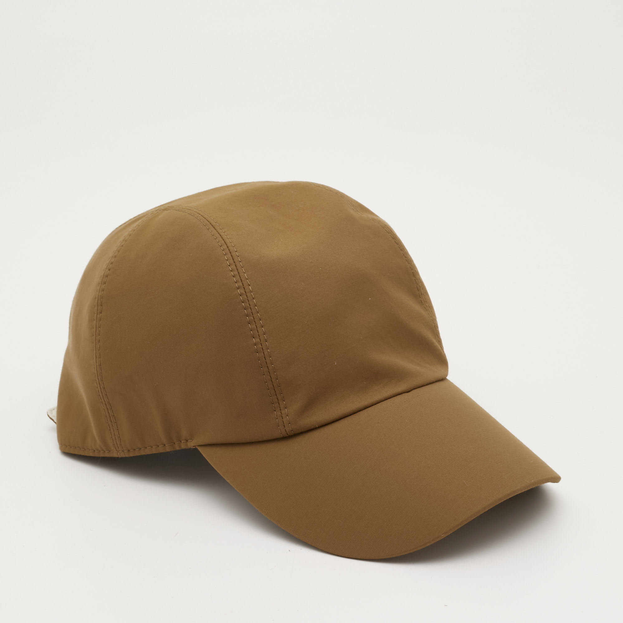 Hermes Brown Logo Detail Cotton Cap 