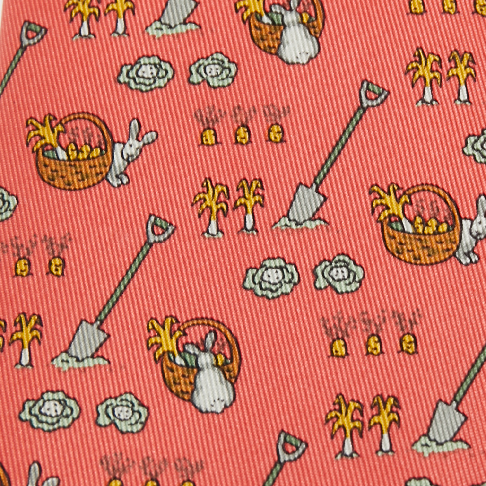 

Hermes Saffron Pink Garden Print Silk Classic Tie