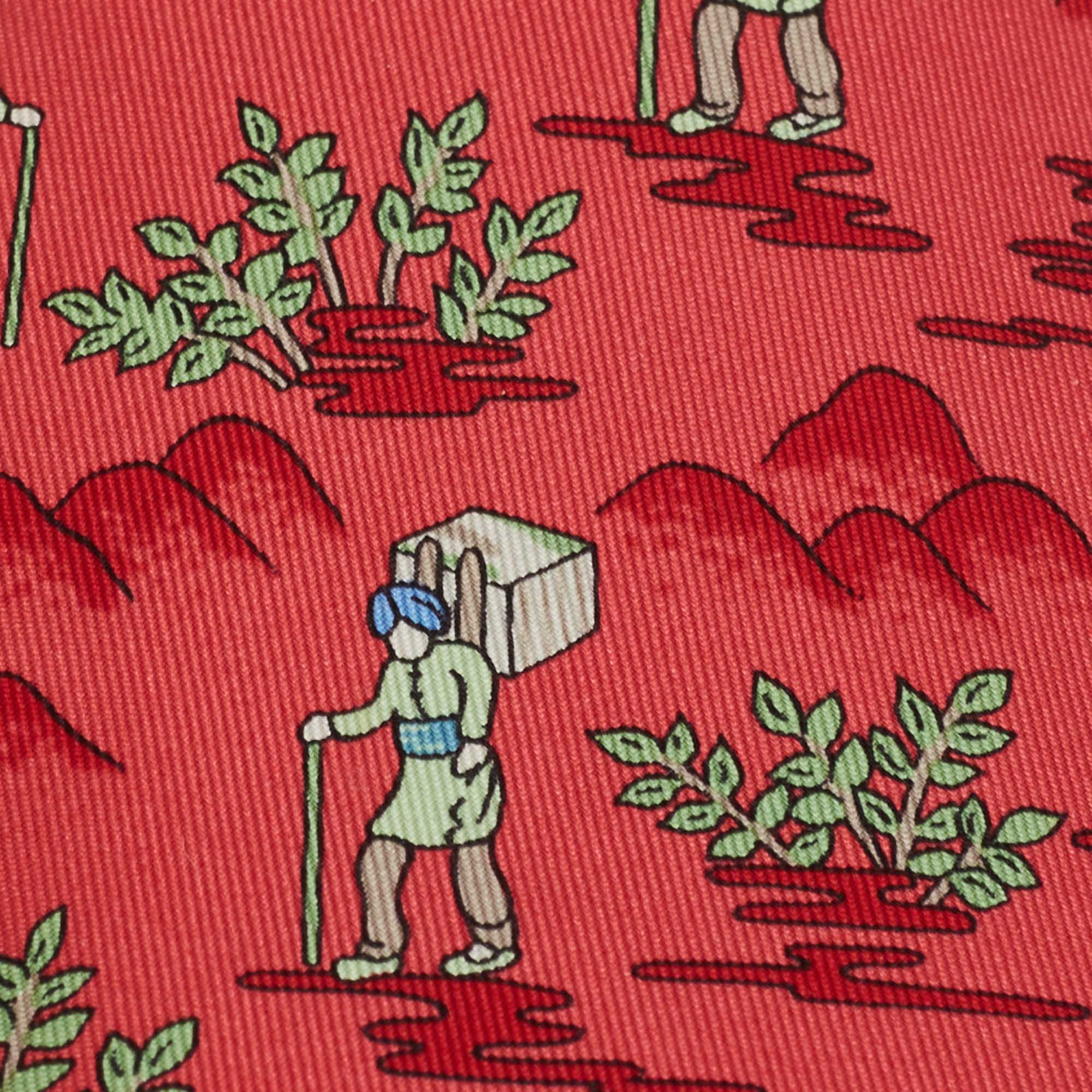 

Hermes Pink Printed Silk Classic Tie