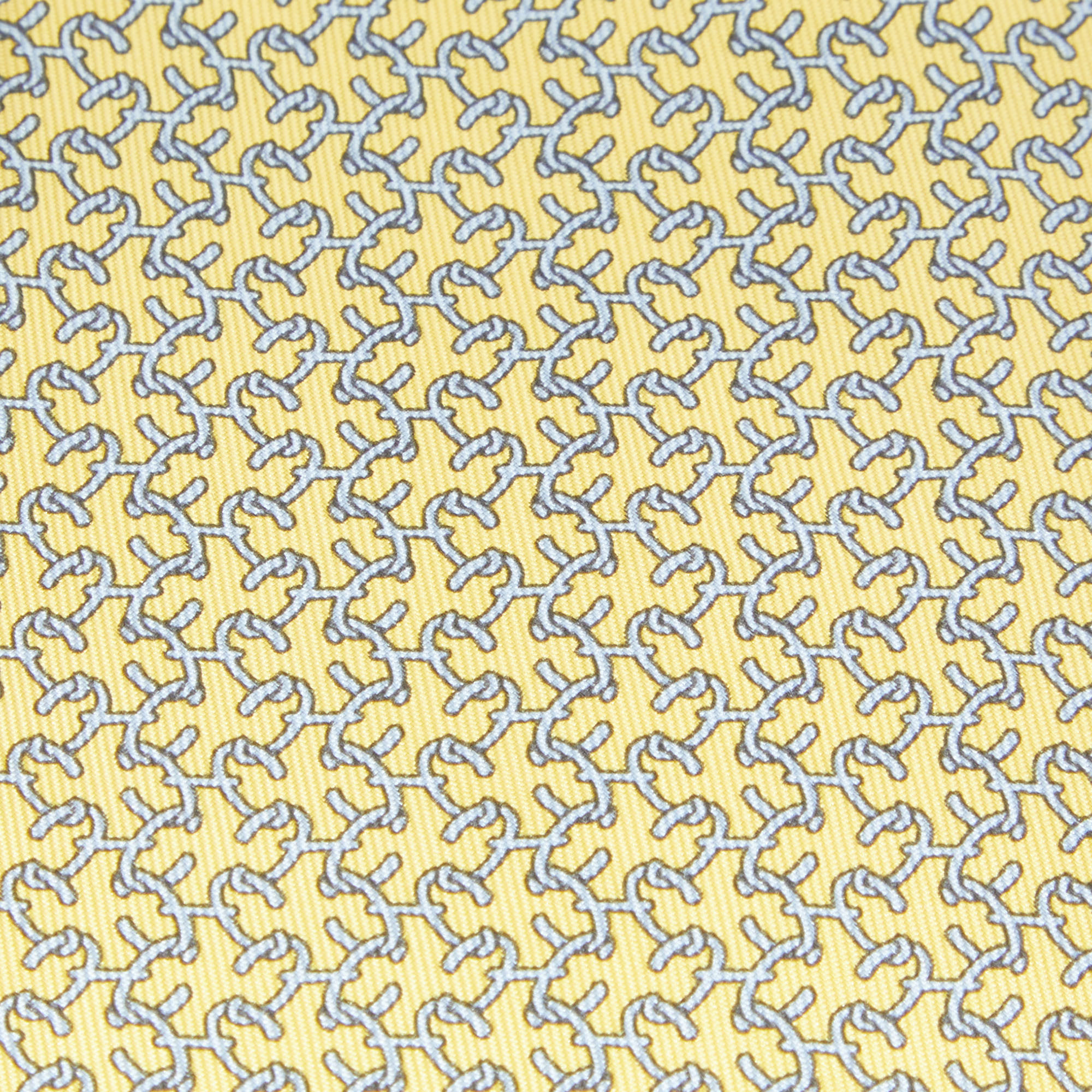 

Hermes Yellow H Italique Printed Silk Tie
