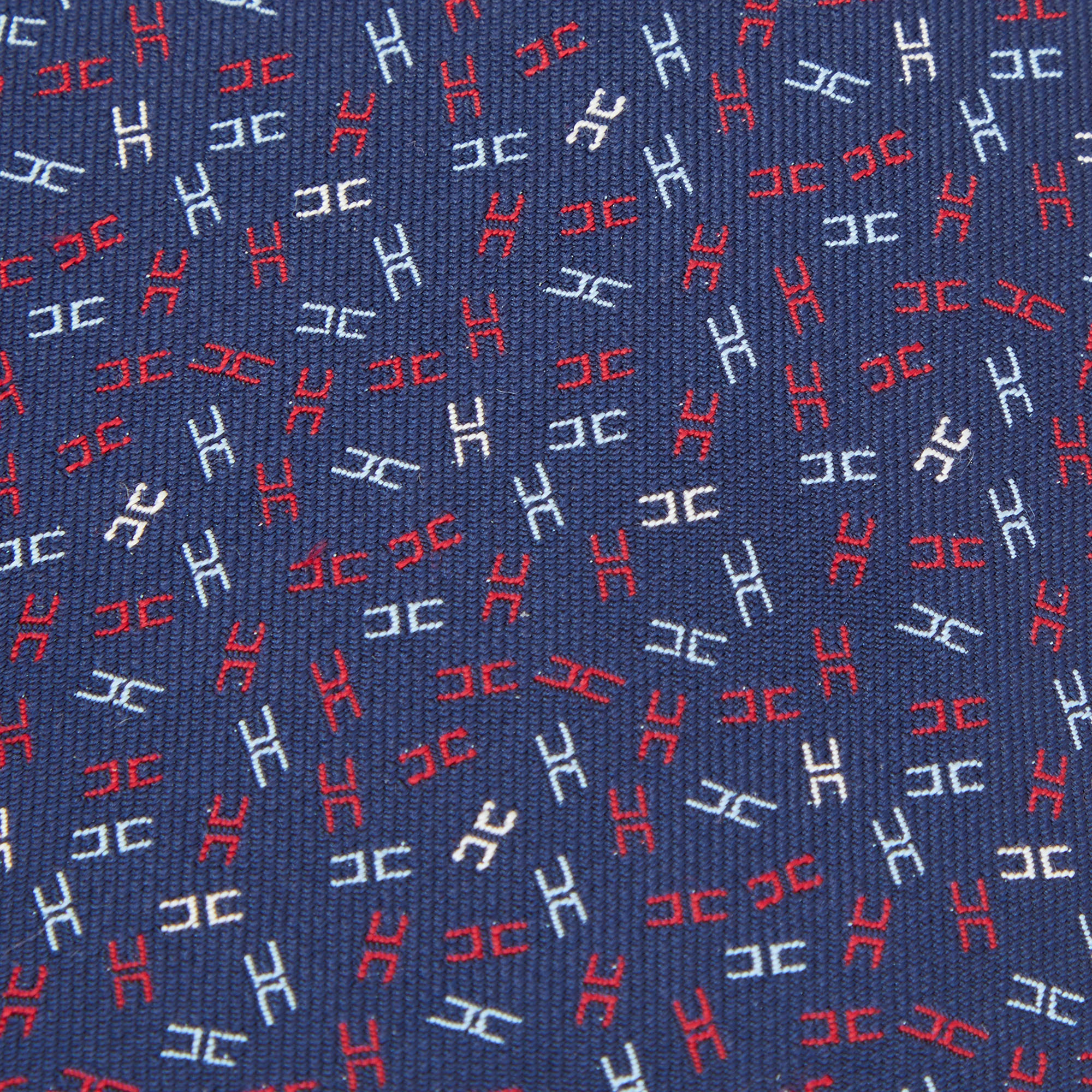 

Hermes Navy Blue Printed Silk Jacquard Tie