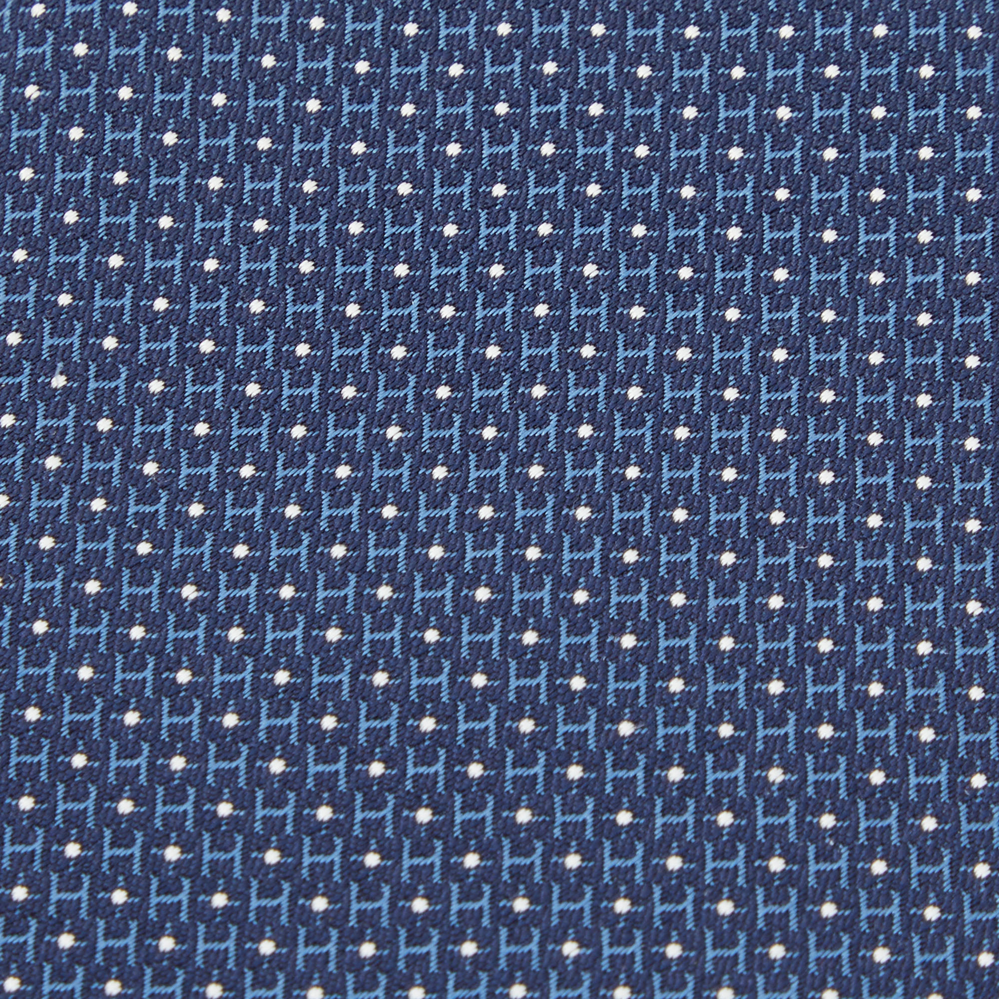 

Hermes Navy Blue H Pattern Silk Jacquard Tie