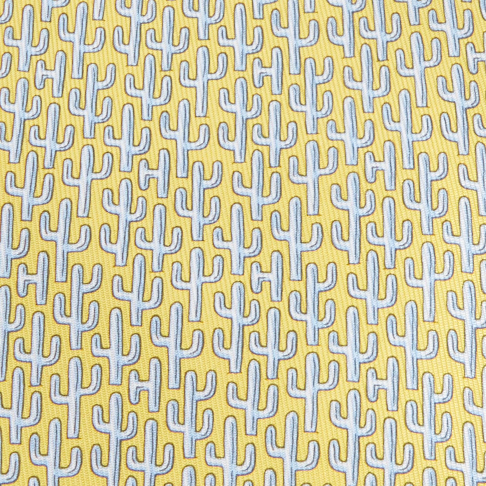 

Hermes Yellow Cactus Printed Silk Tie