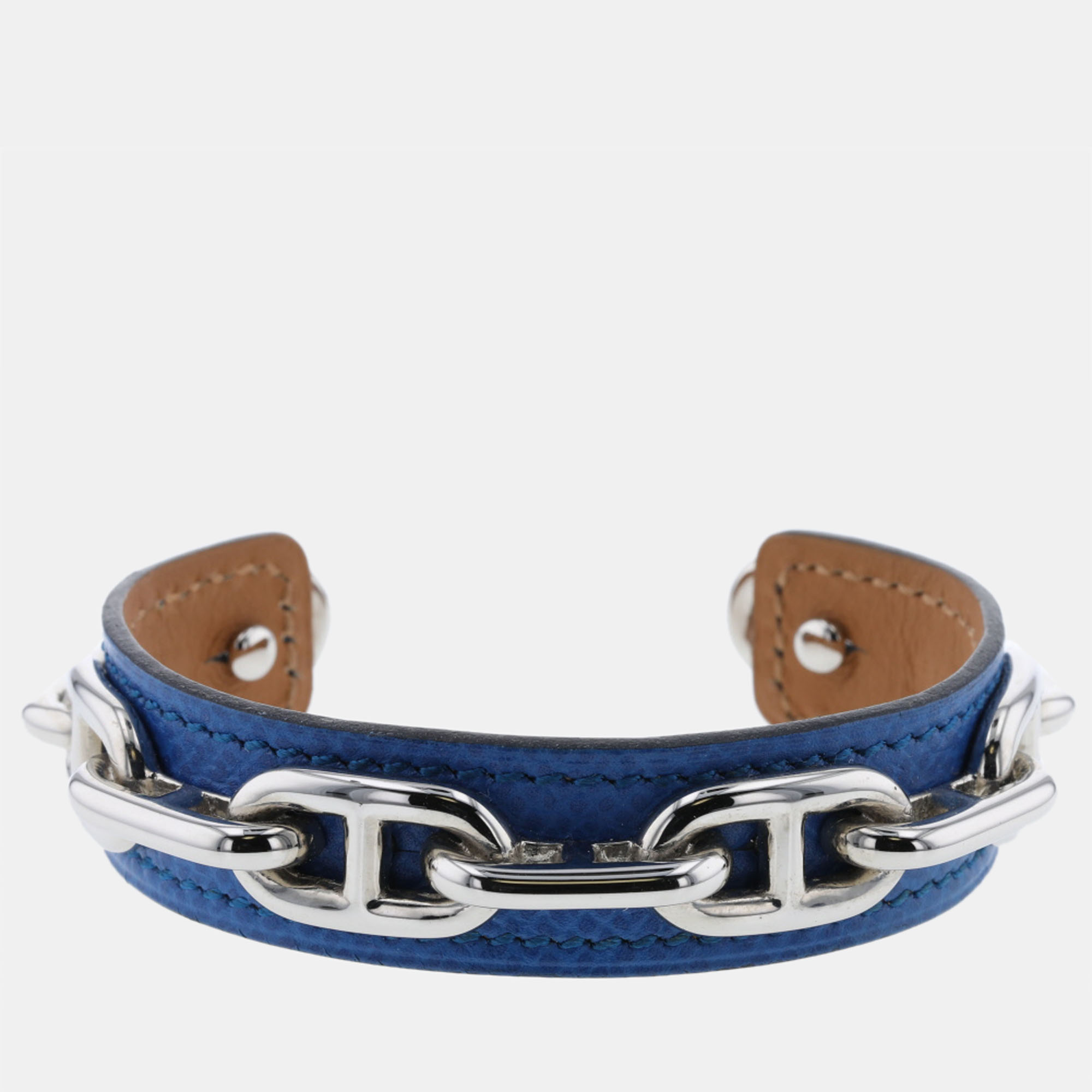 

Hermes Blue Leather Chaine d'Ancre Bracelet