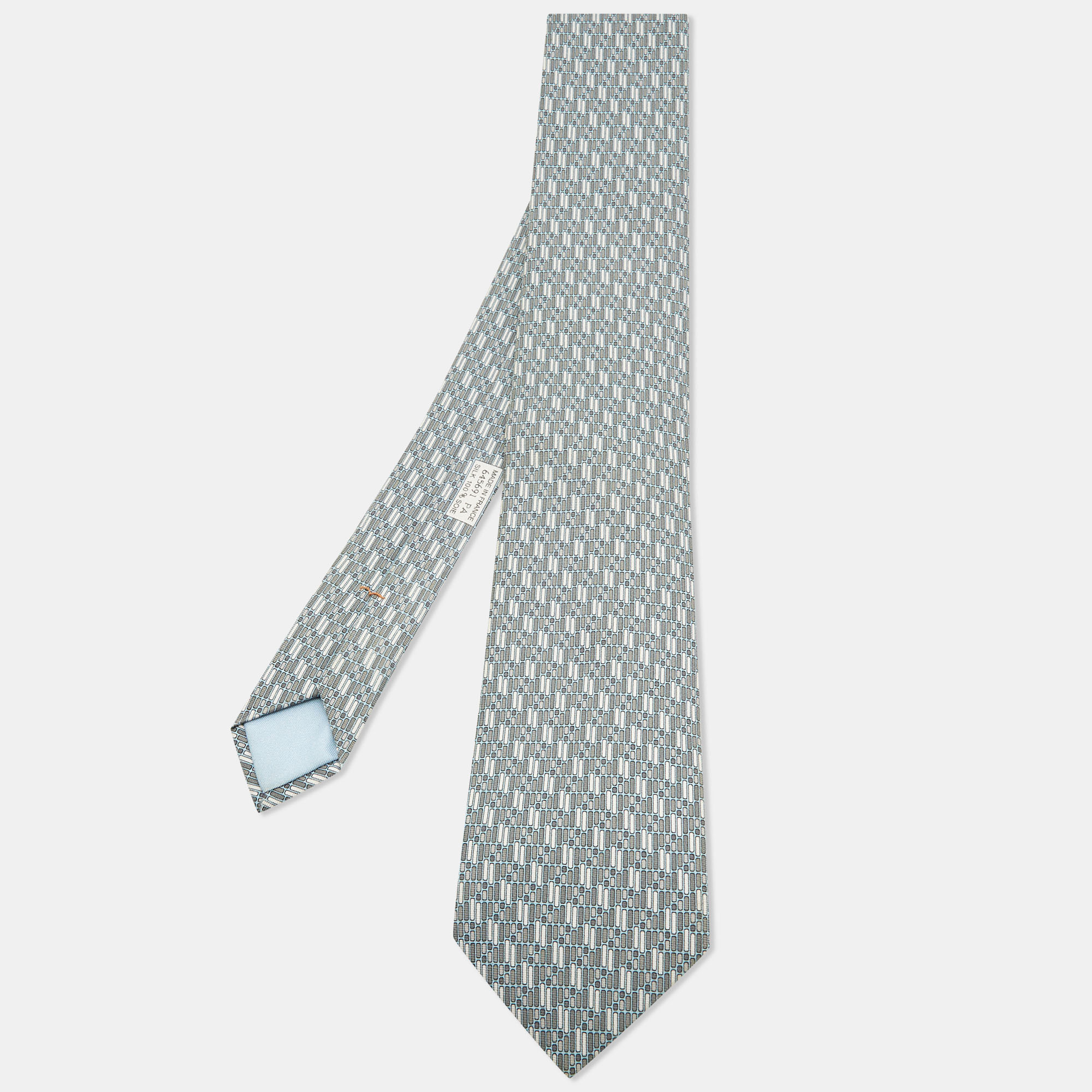 

Hermes Grey/Blue Printed Silk Tie