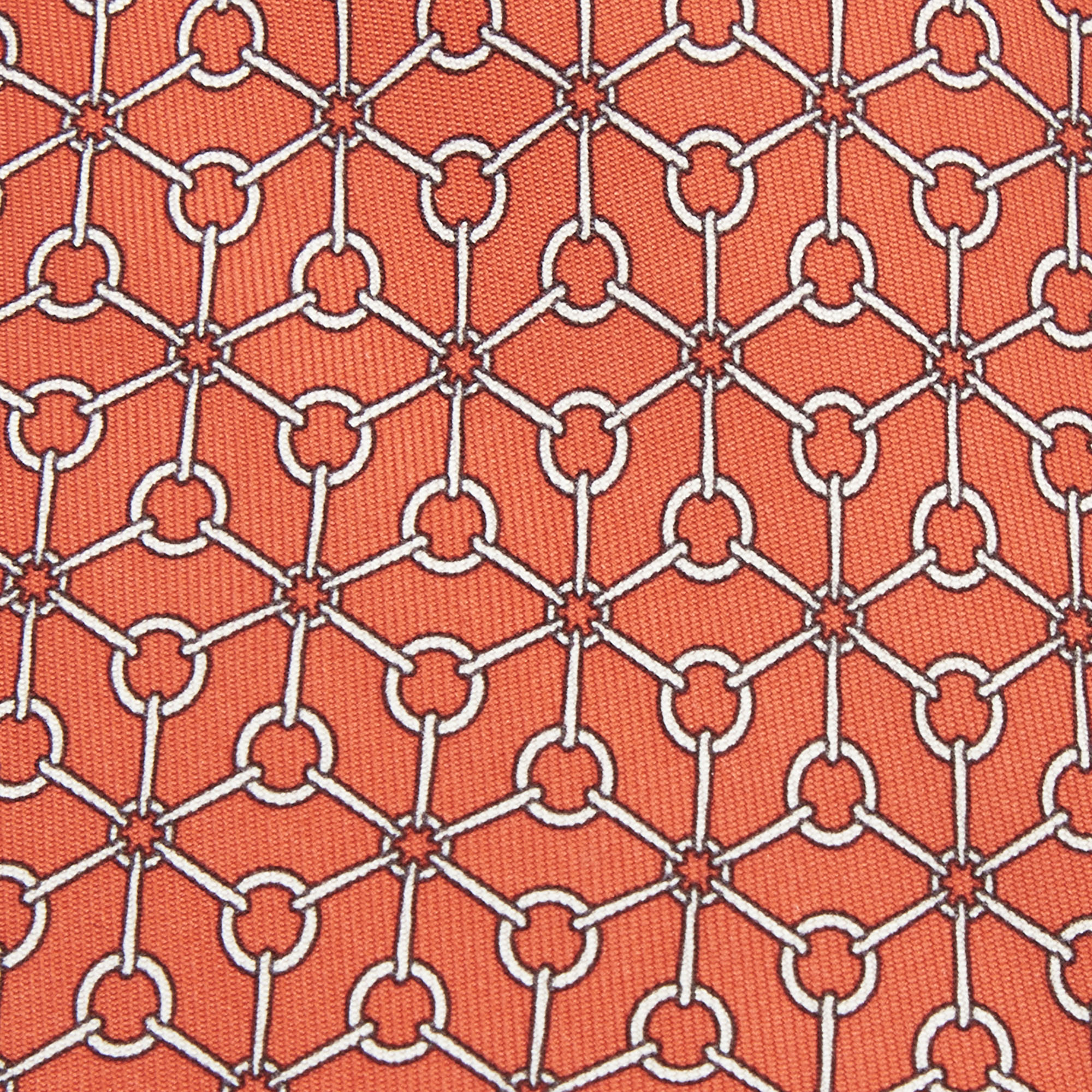 

Hermes Orange Printed Silk Tie