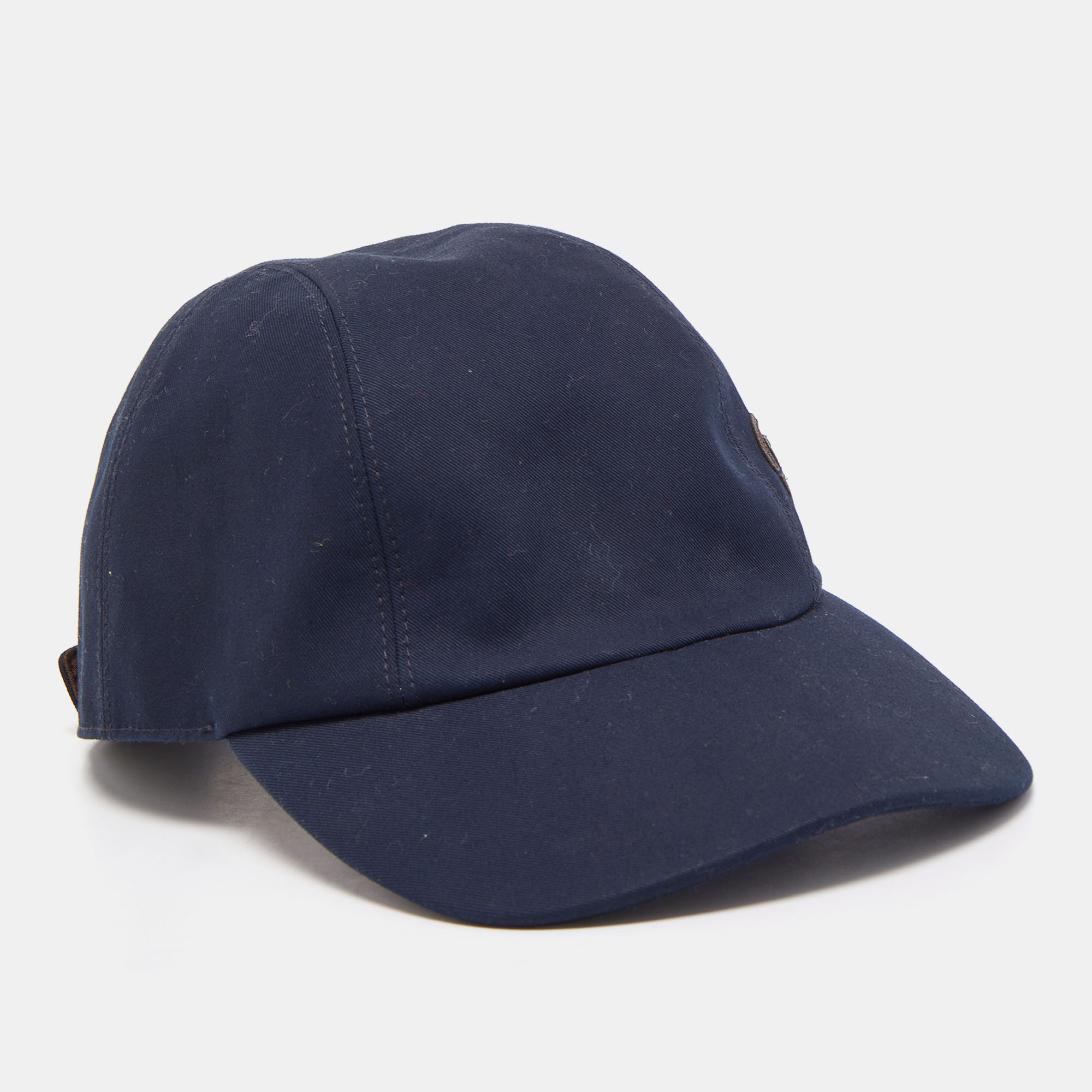 Pre Owned Hermes Navy Blue Miles H Circle Cotton Baseball Cap