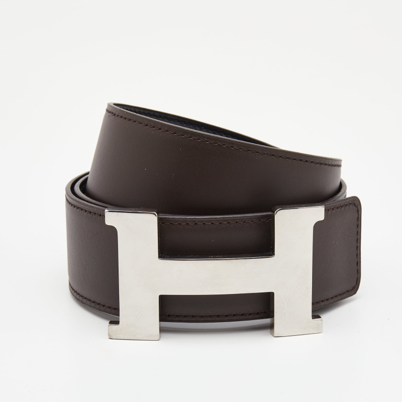 

Hermes Black/Chocolat Box and Swift Leather Reversible Constance Belt