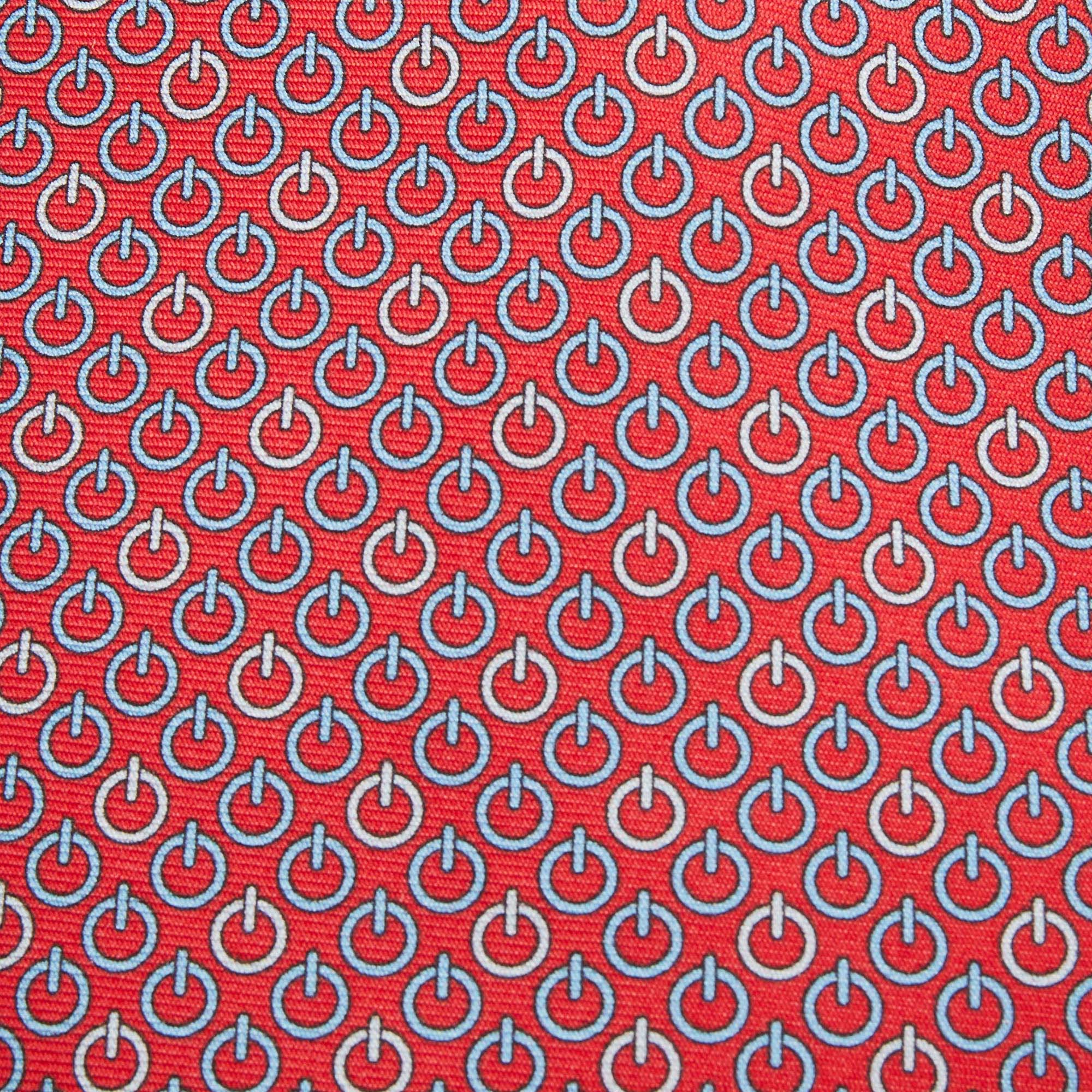 

Hermes Red Printed Silk Tie
