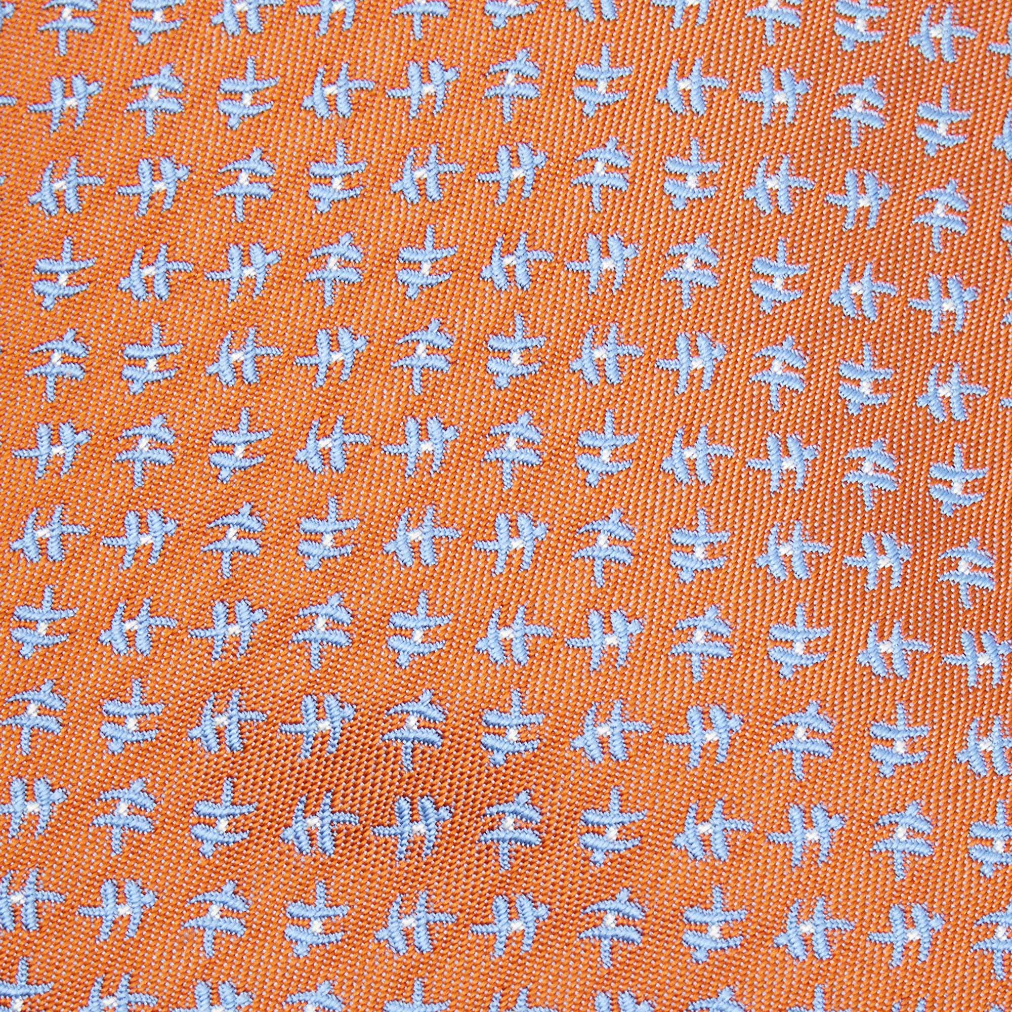 

Hermes Orange Patterned Silk Tie