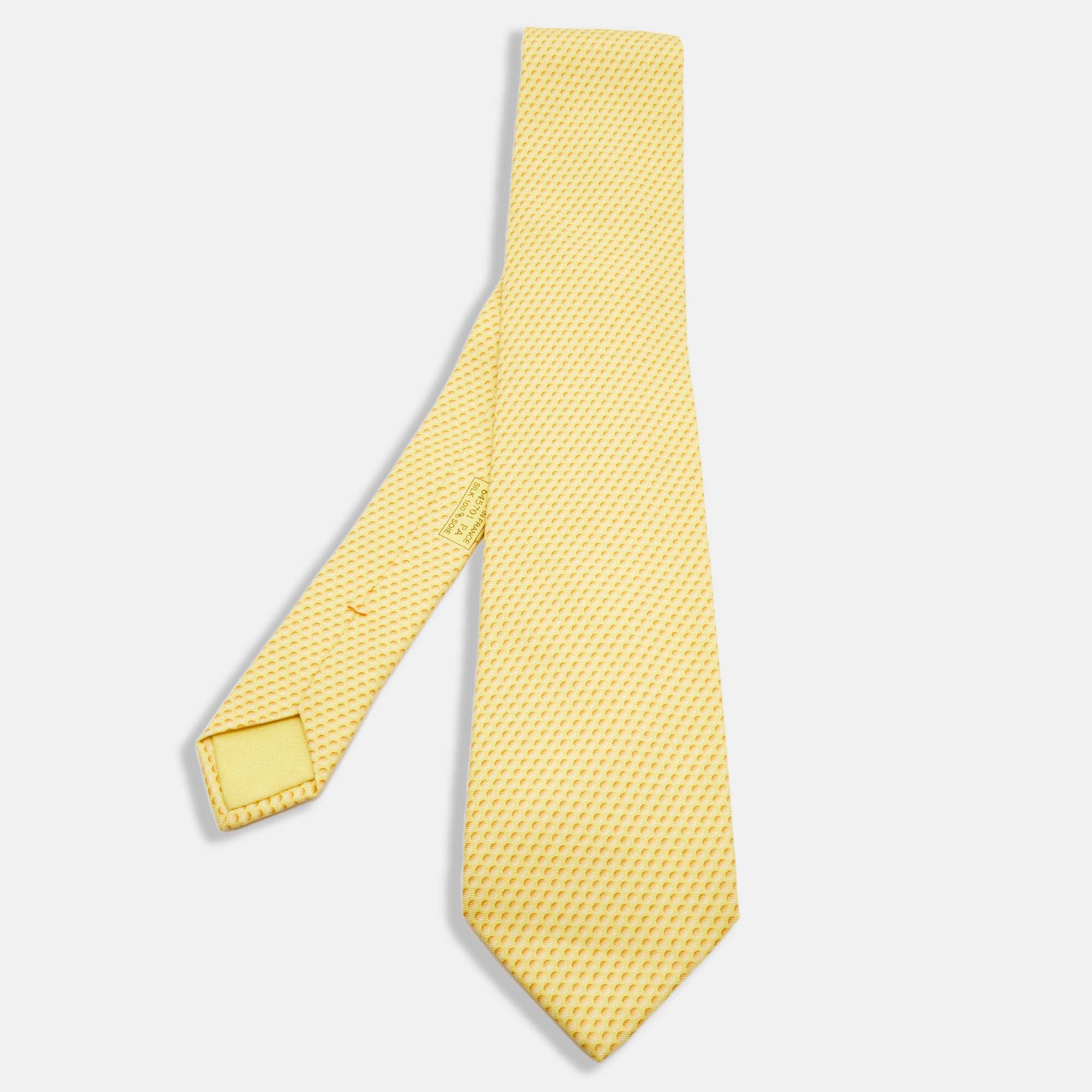 Pre-owned Hermes Yellow Printed Silk Tie