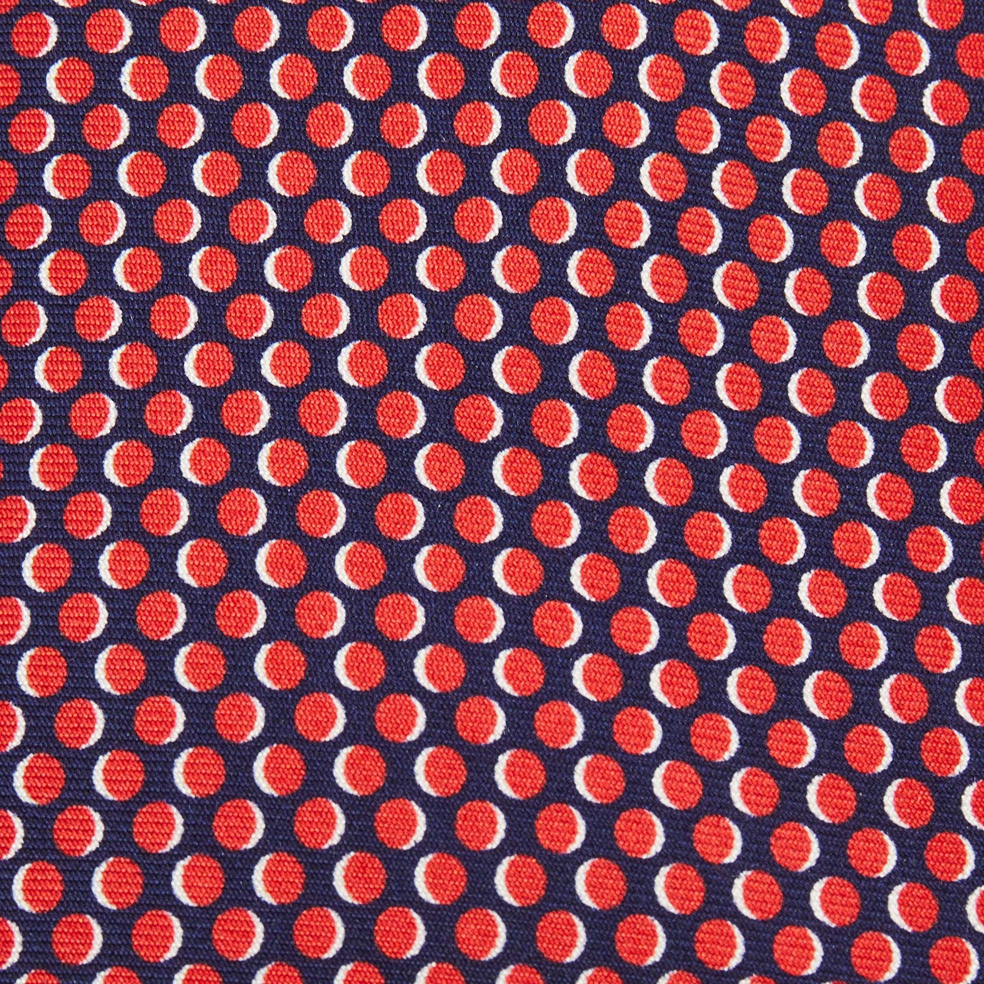 

Hermes Red/Navy Blue Dotted Silk Tie