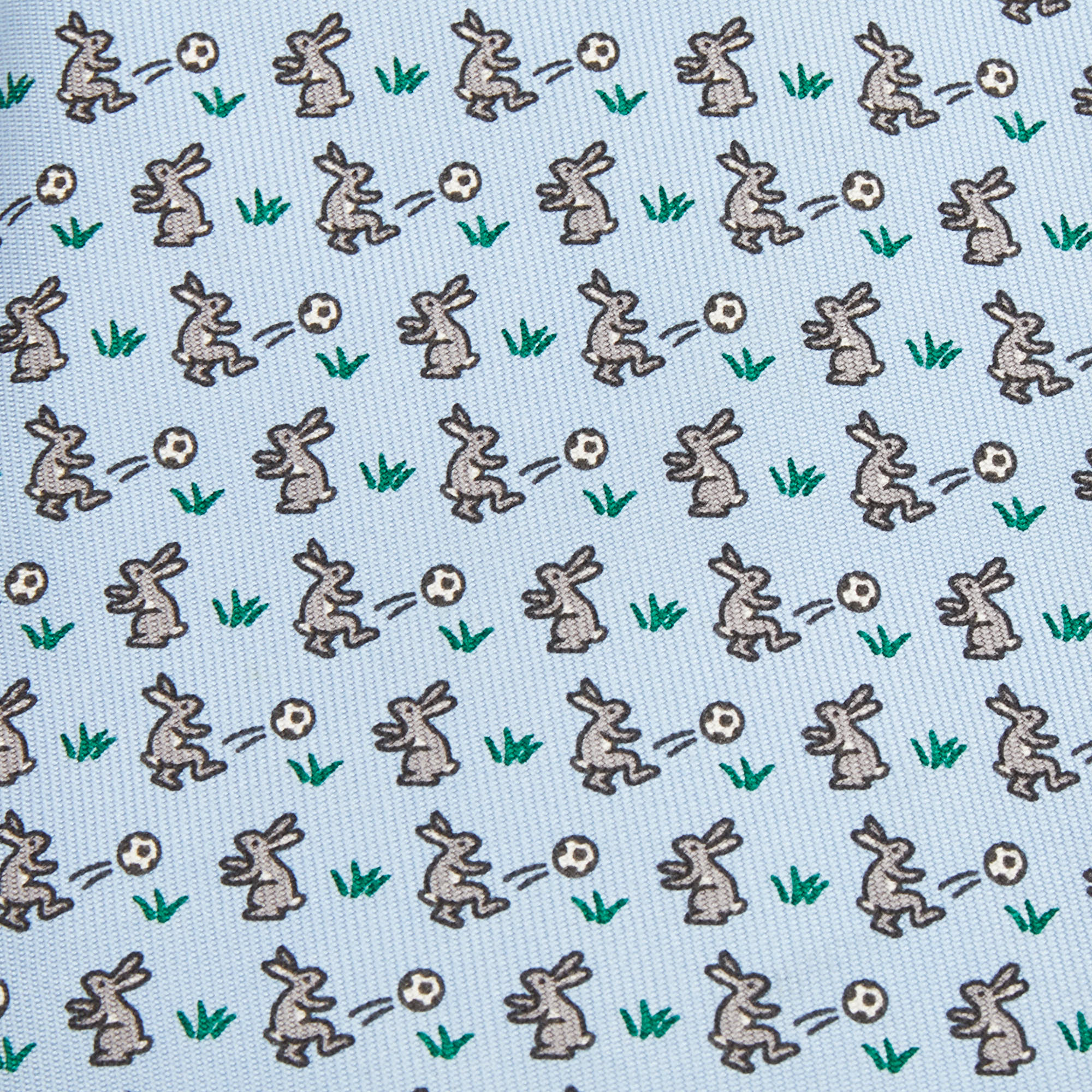 

Hermes Blue Rabbit Print Silk Tie