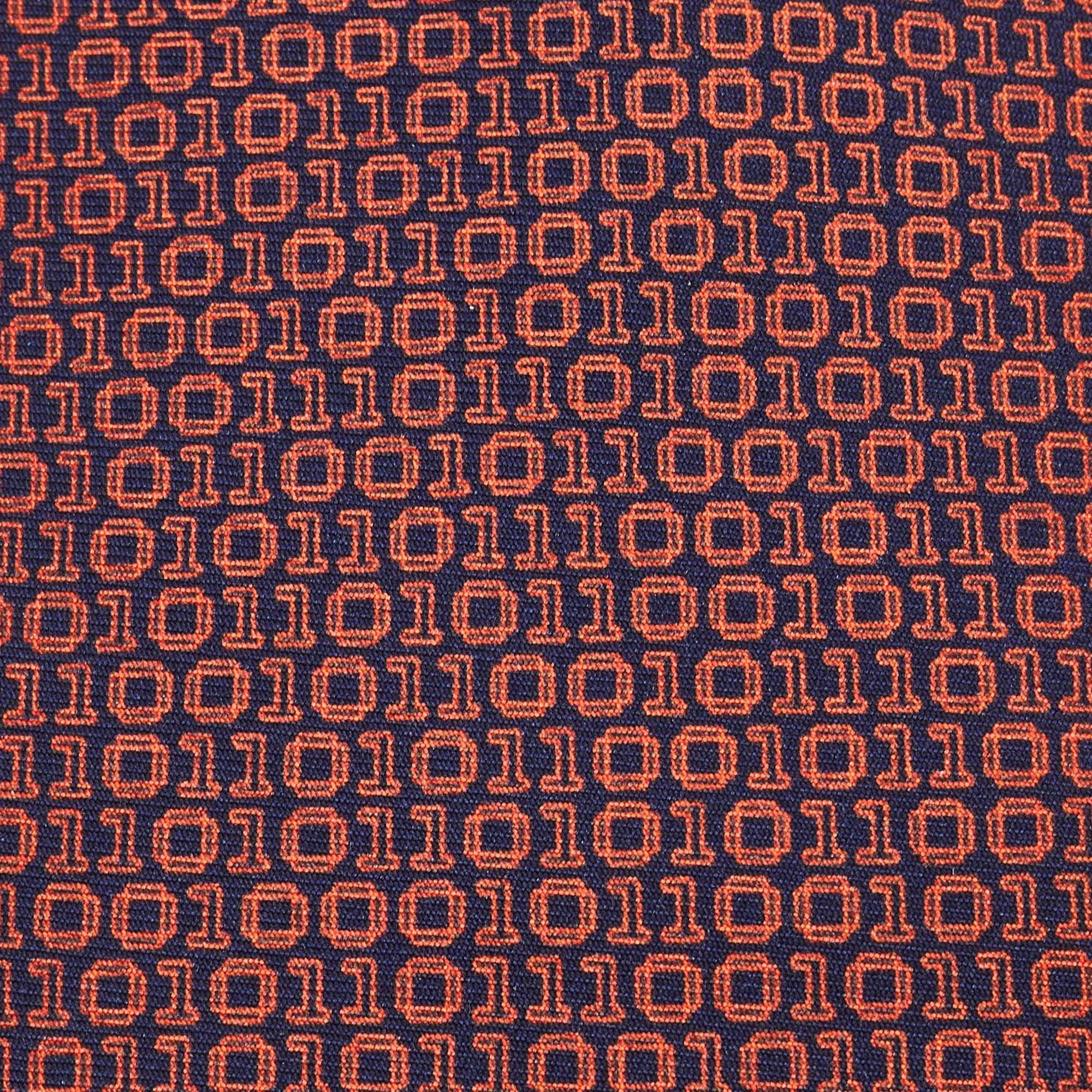 

Hermes Navy Blue/Orange Numerical Print Silk Tie