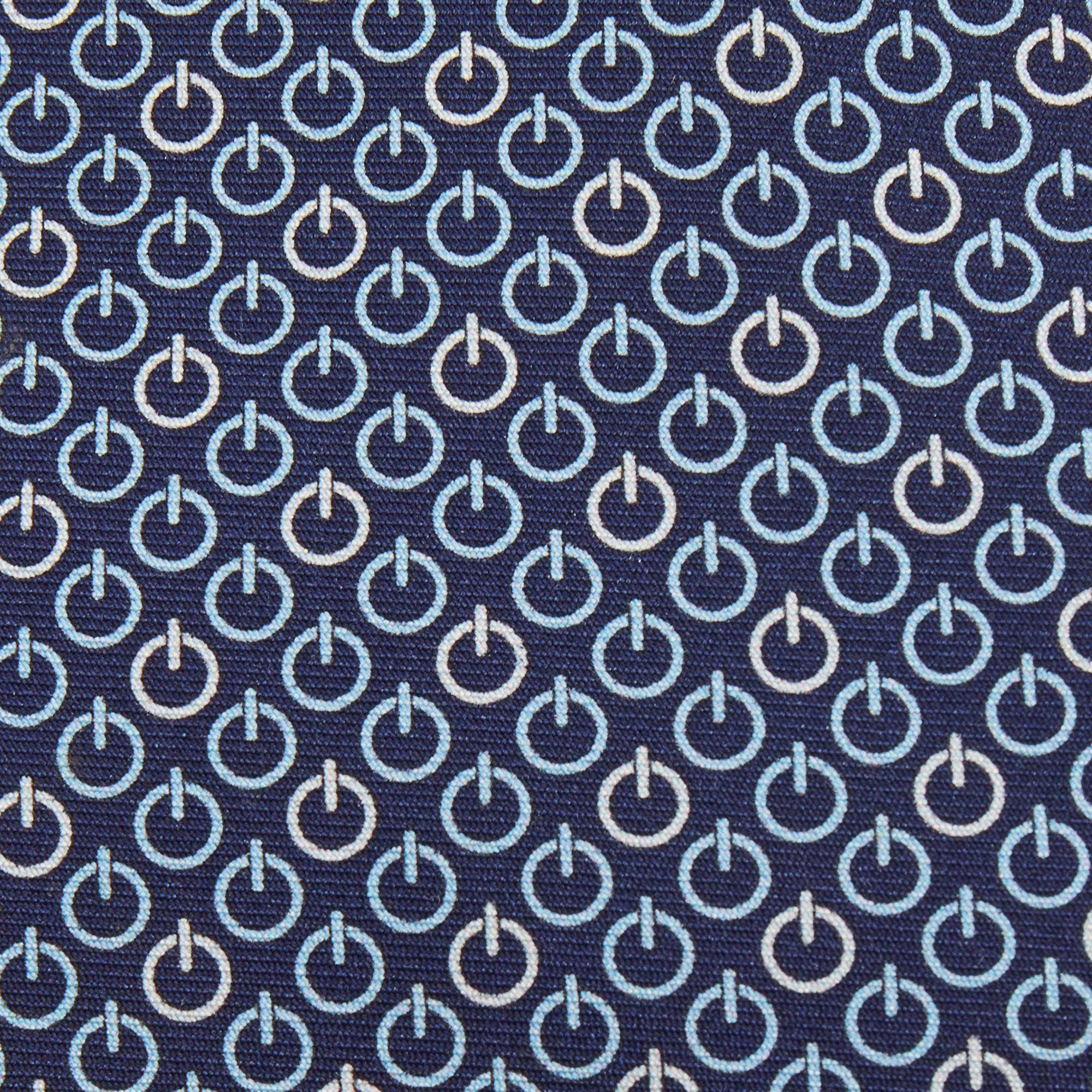 

Hermes Navy Blue Printed Silk Tie