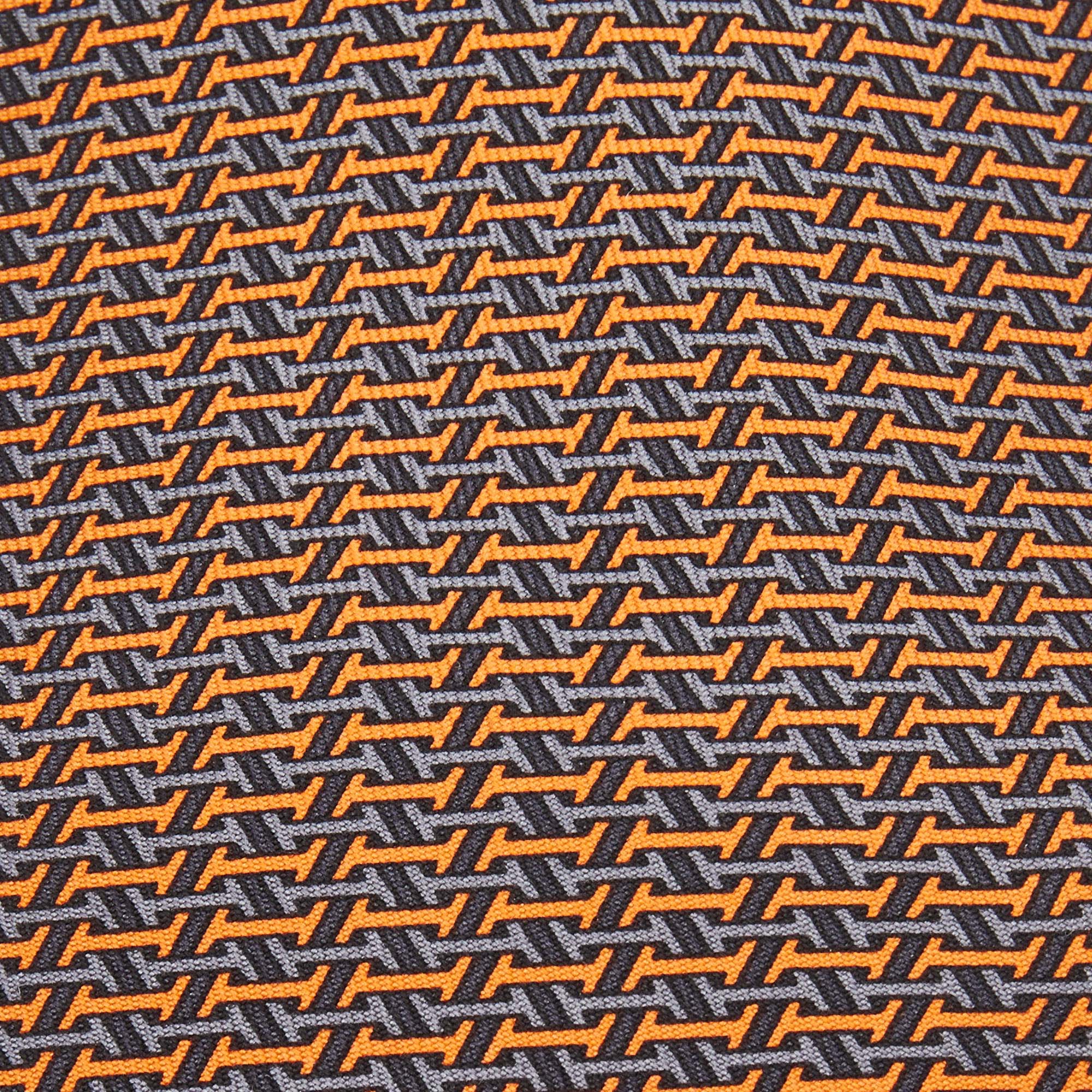 

Hermes Orange Printed Silk Tie