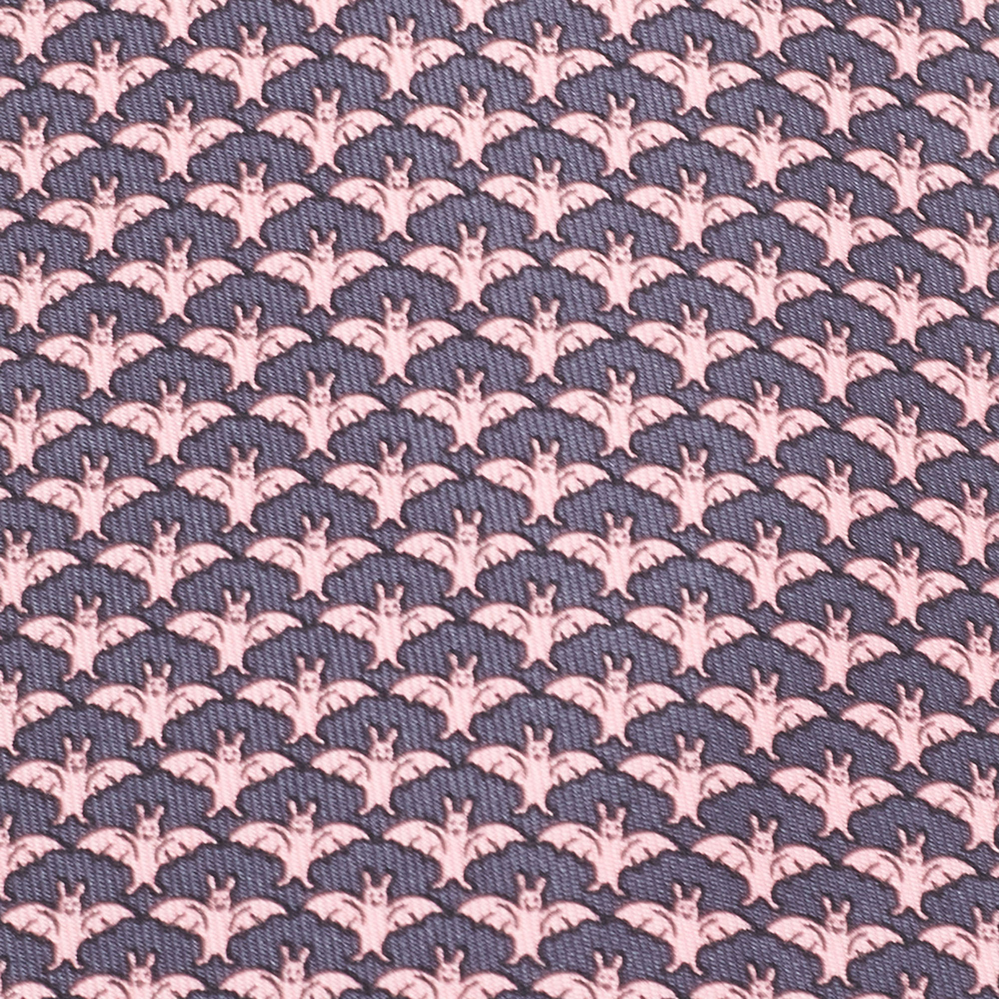 

Hermes Grey/Pink Bat Print Silk Tie