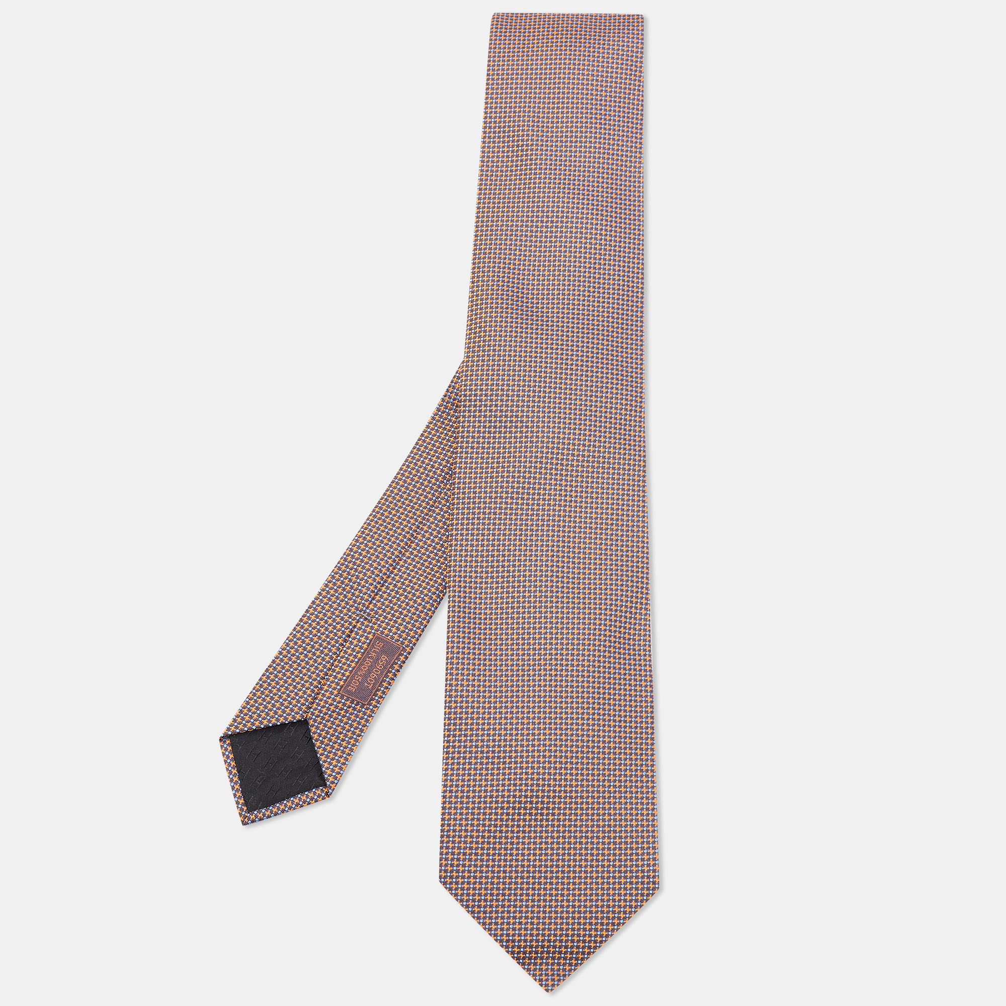 Pre-owned Hermes Orange/brown Patterned Silk Tie