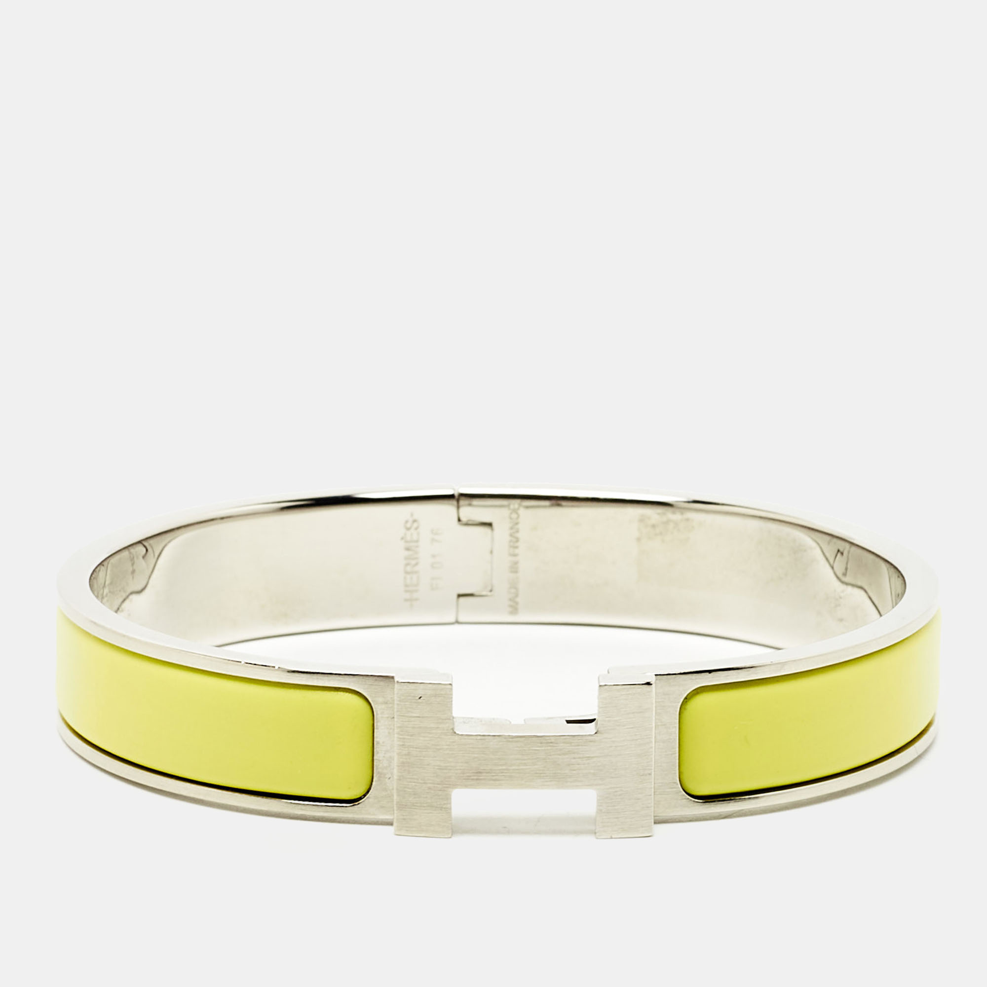 

Hermès Clic H Yellow Enamel Palladium Plated Bracelet