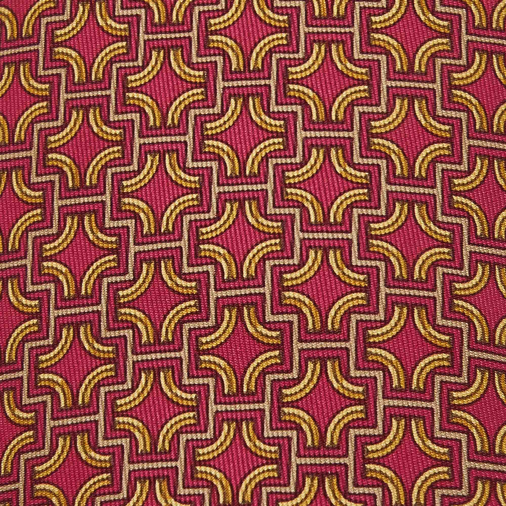 

Hermes Burgundy Printed Silk Tie, Red