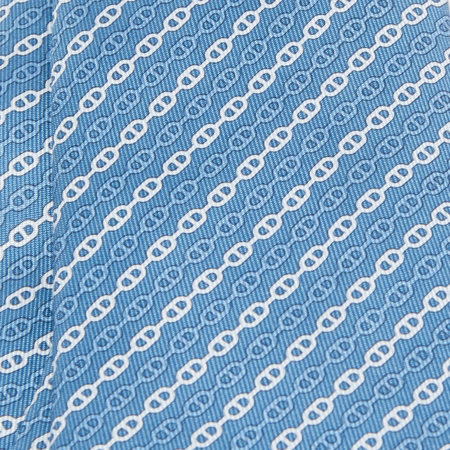 

Hermès Blue Levez l'Ancre Printed Silk Slim Tie