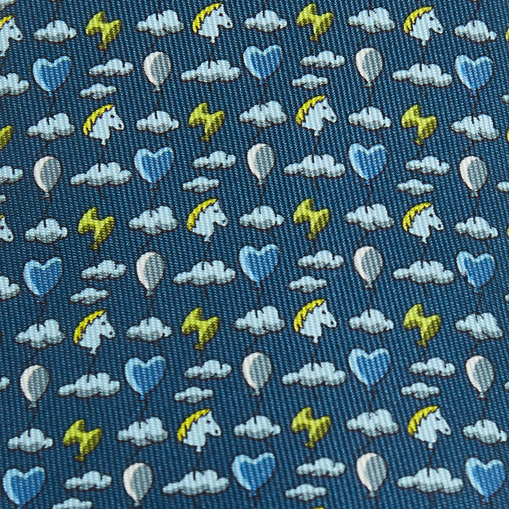 

Hermes Blue Balloon Print Silk Skinny Tie