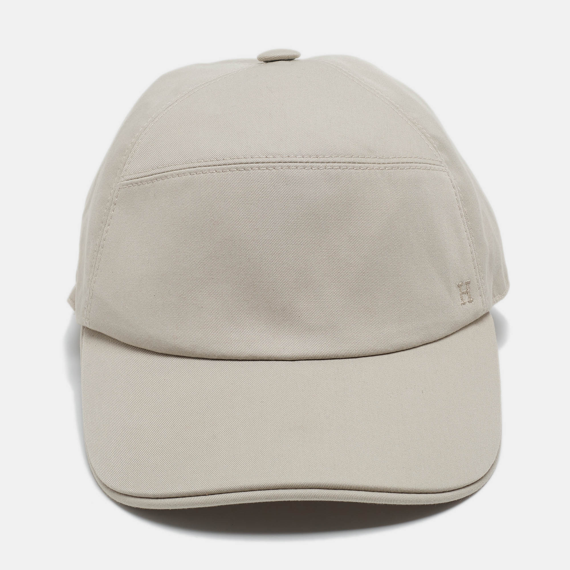 

Hermès Light Grey Logo Embroidered Cotton Baseball Cap Size
