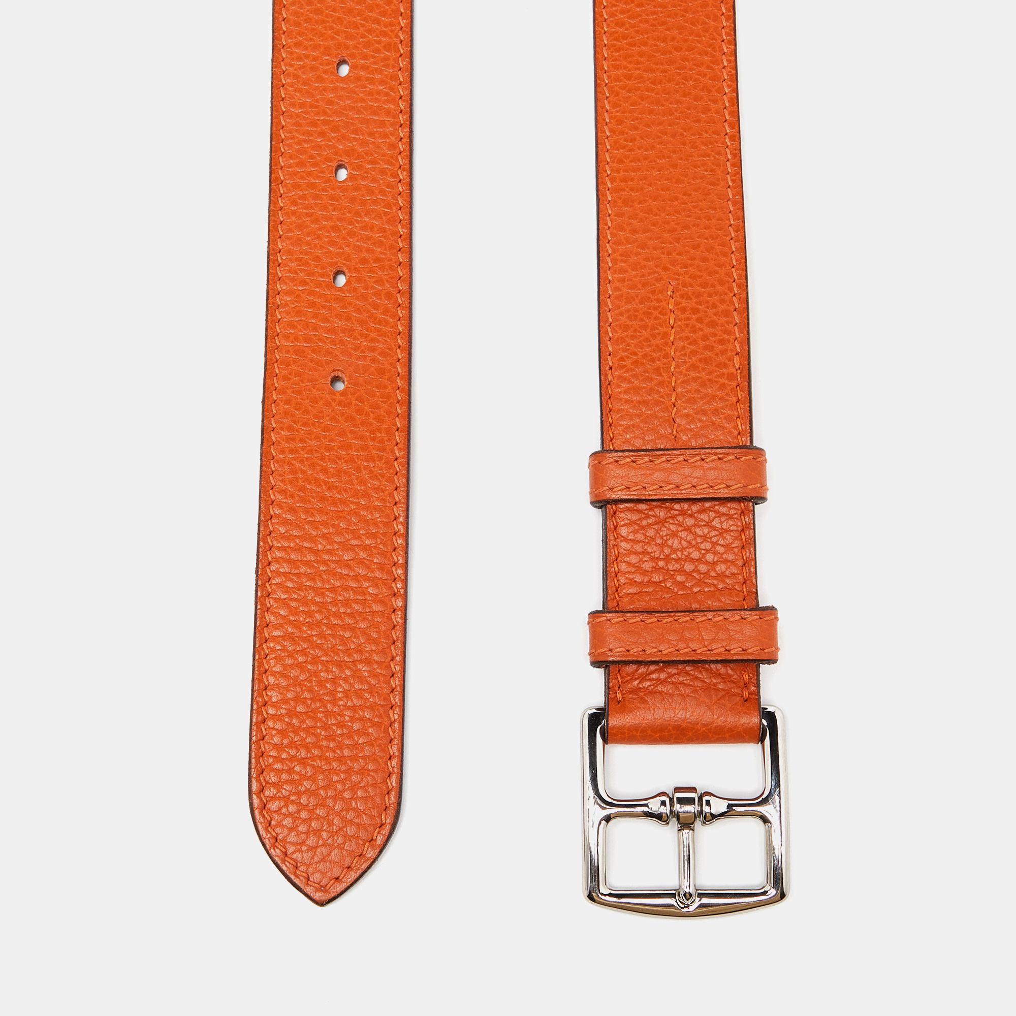 

Hermes Orange Taurillon Clemence Leather Etriviere Belt