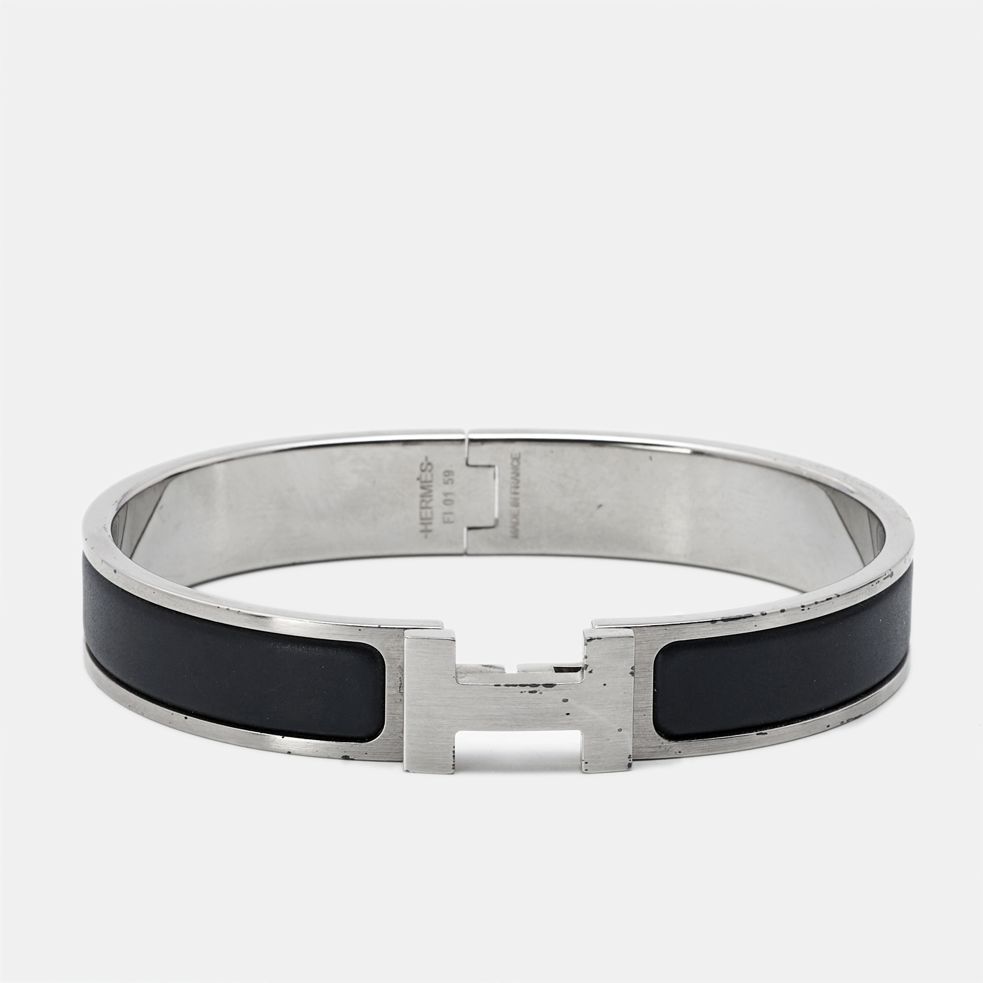 Pre Owned Hermes Clic HH Enamel Palladium Plated Bracelet