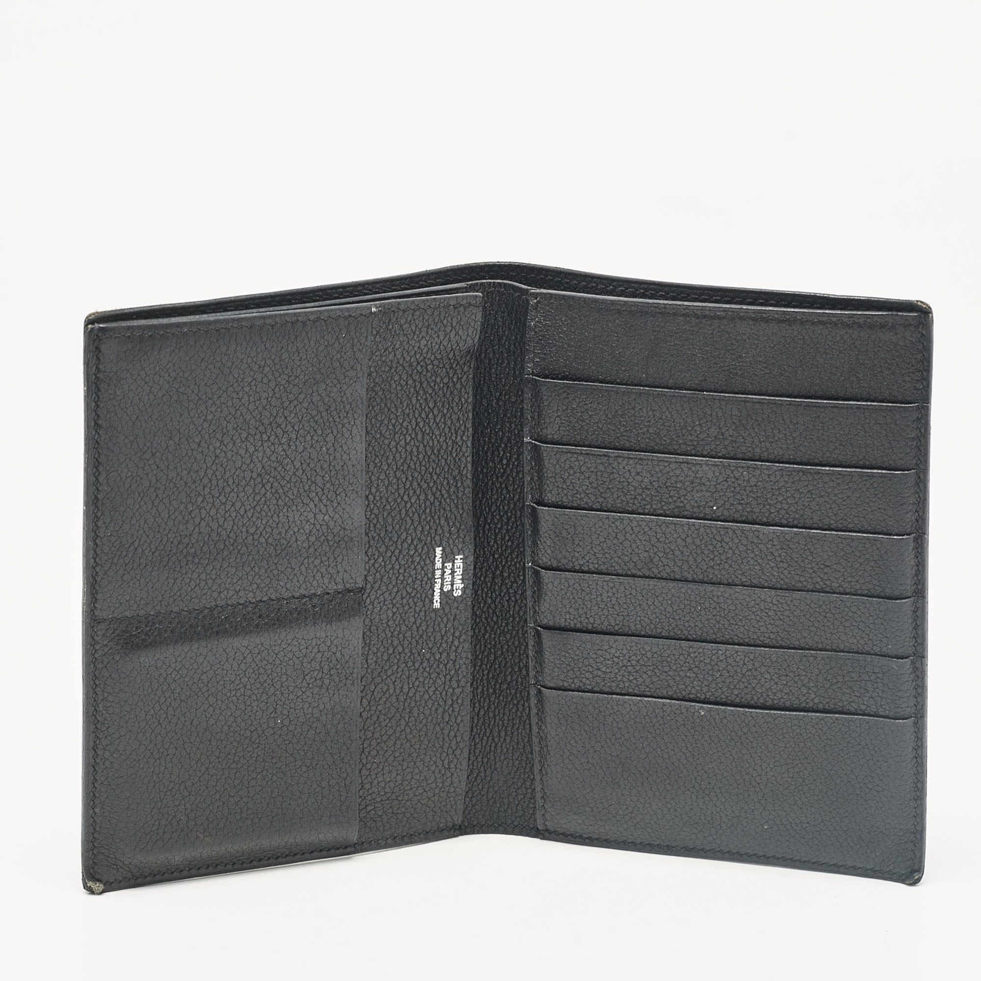 Hermes Noir Evercolor Leather Bifold Wallet 
