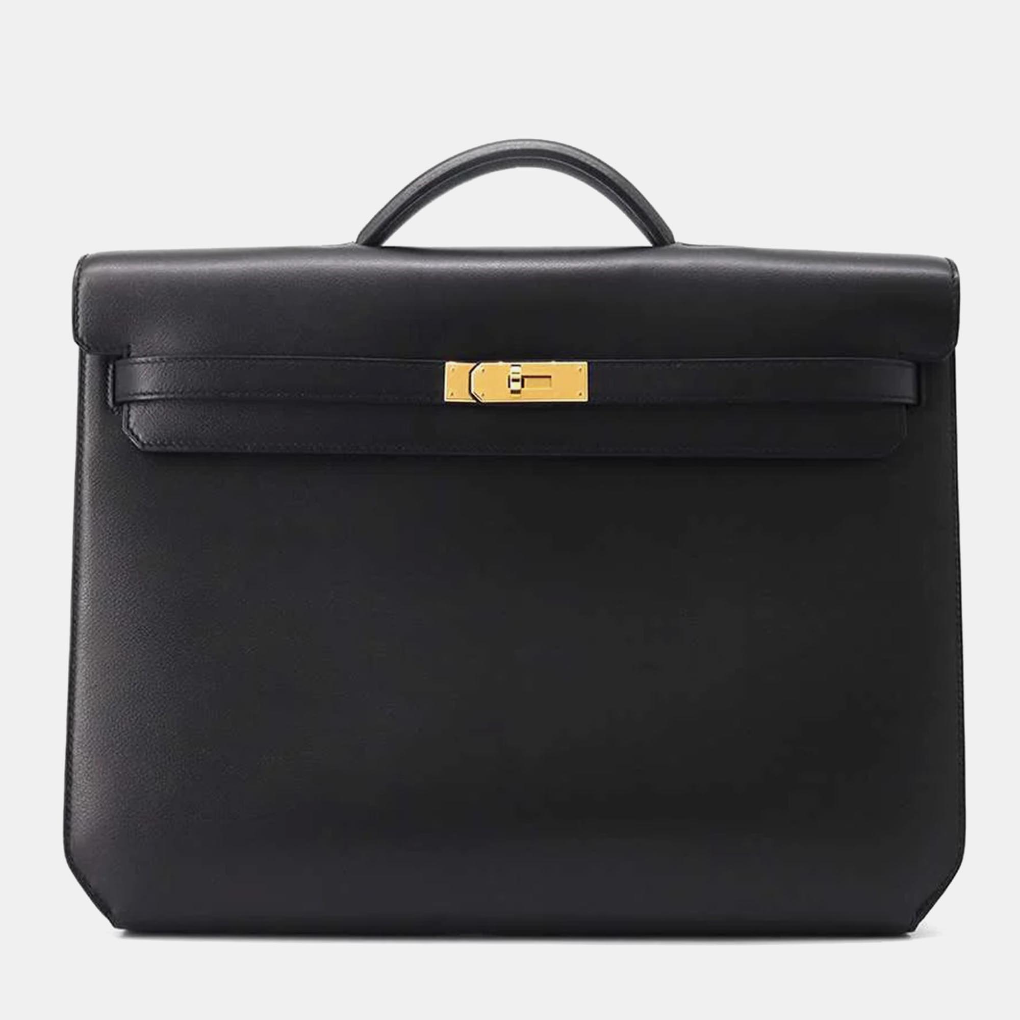 

Hermes Black Evercolor Kelly Depeche 36 Briefcase