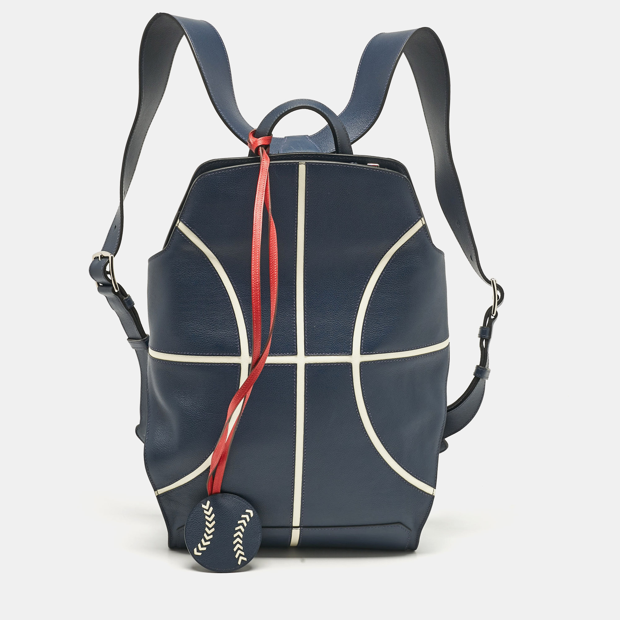 

Hermes Bleu De Malte/Craie Evercolor Leather Cityback 27 Basketball Backpack, Blue