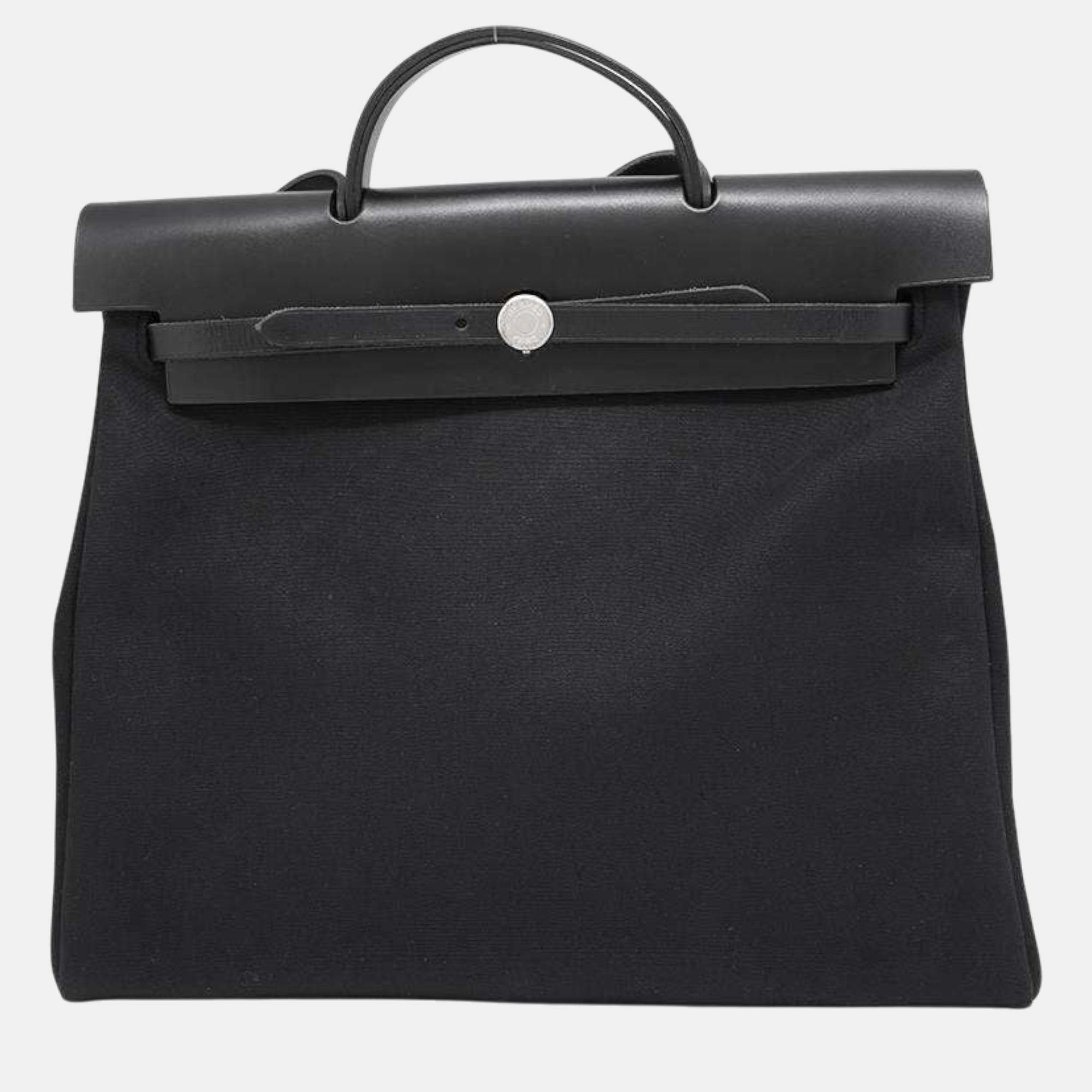 

Hermes Black Box Calf Leather Toile H Herbag Size MM