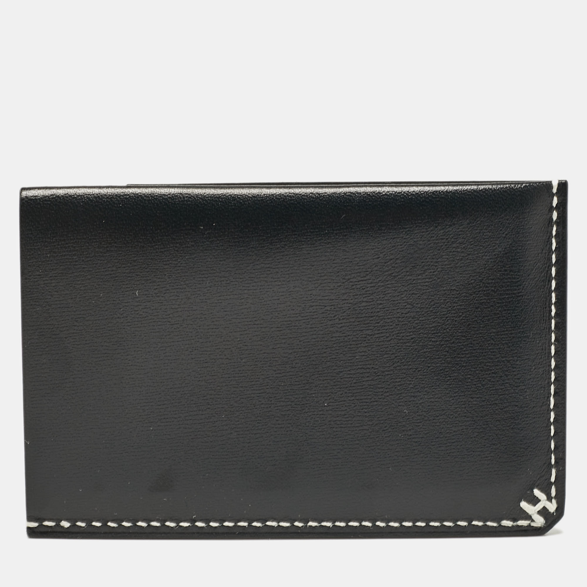 

Hermes Black Box Leather H Sellier Card Holder