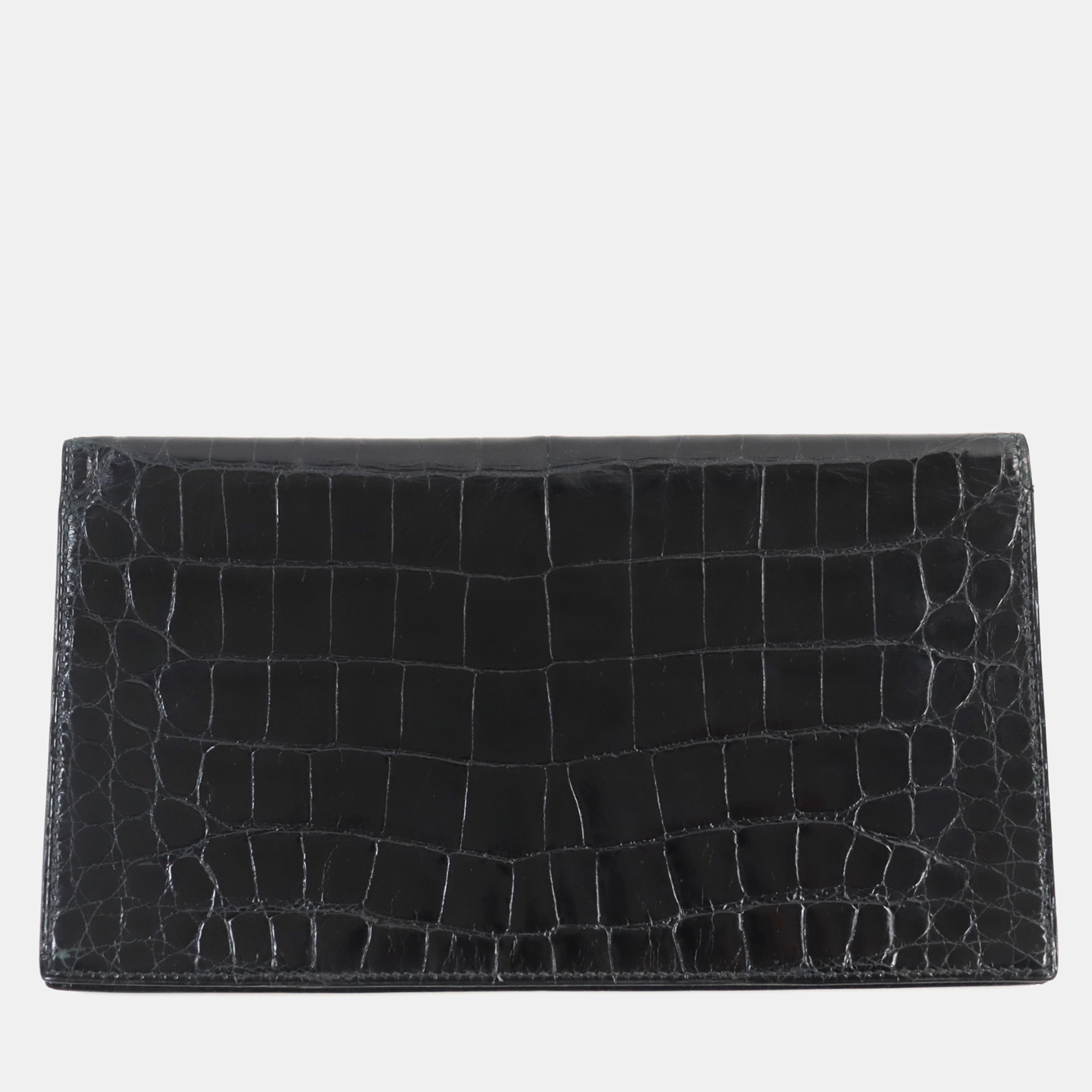 

Hermes Crocodile Bifold Wallet Black Leather