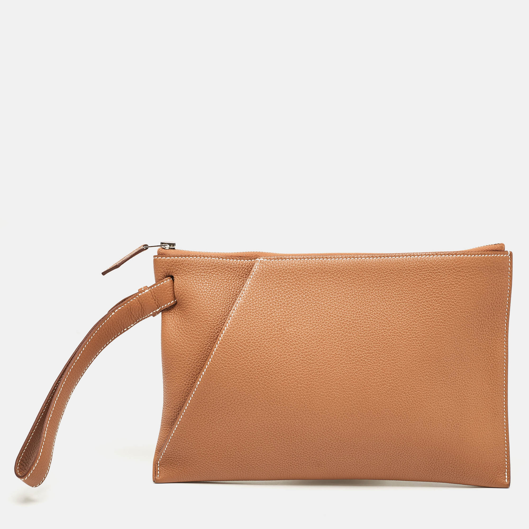 

Hermès Gold Togo Leather Cabavertige 30 Pouch, Brown